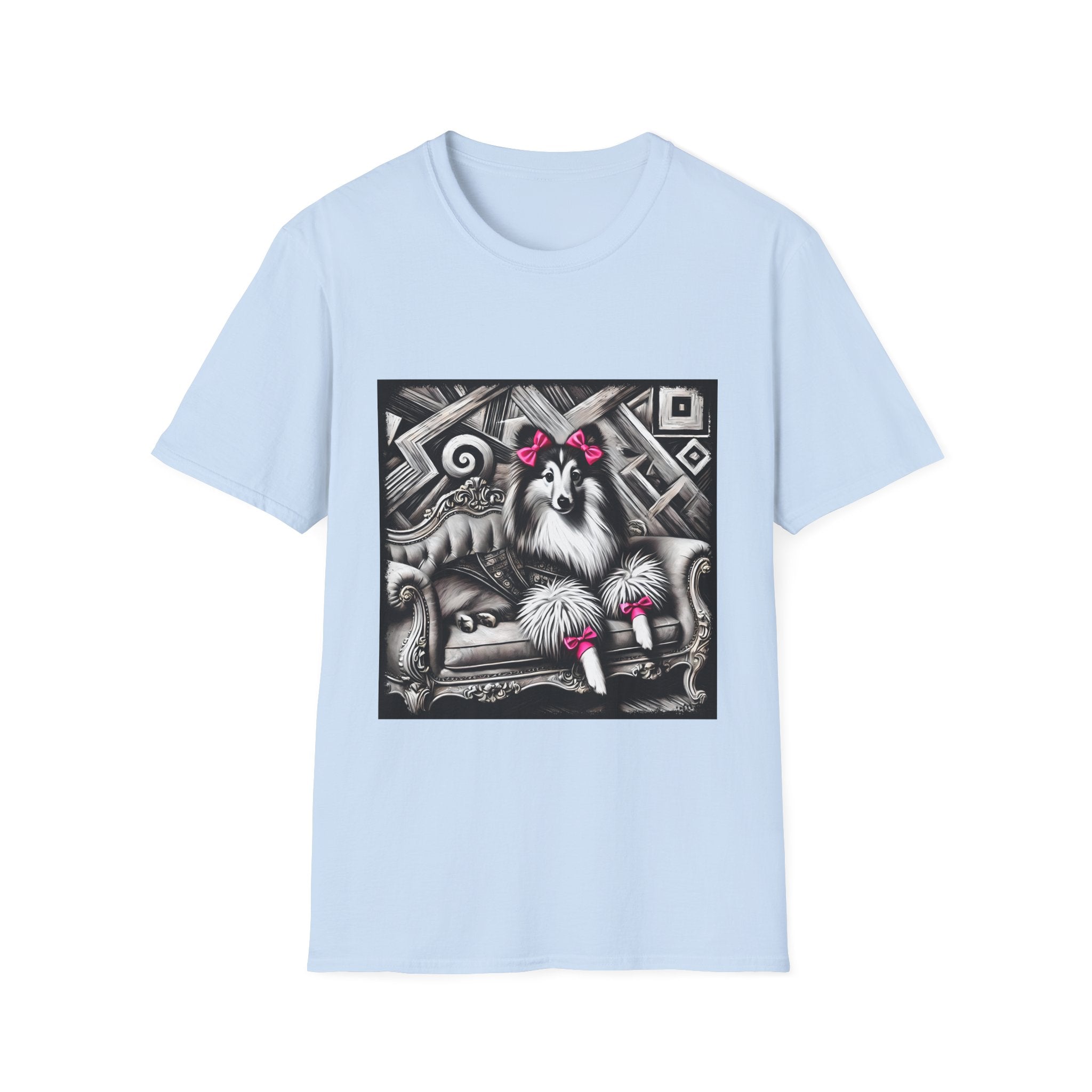 Shetland Sheepdog B&W Pink Bows | Unisex Dog T-Shirt