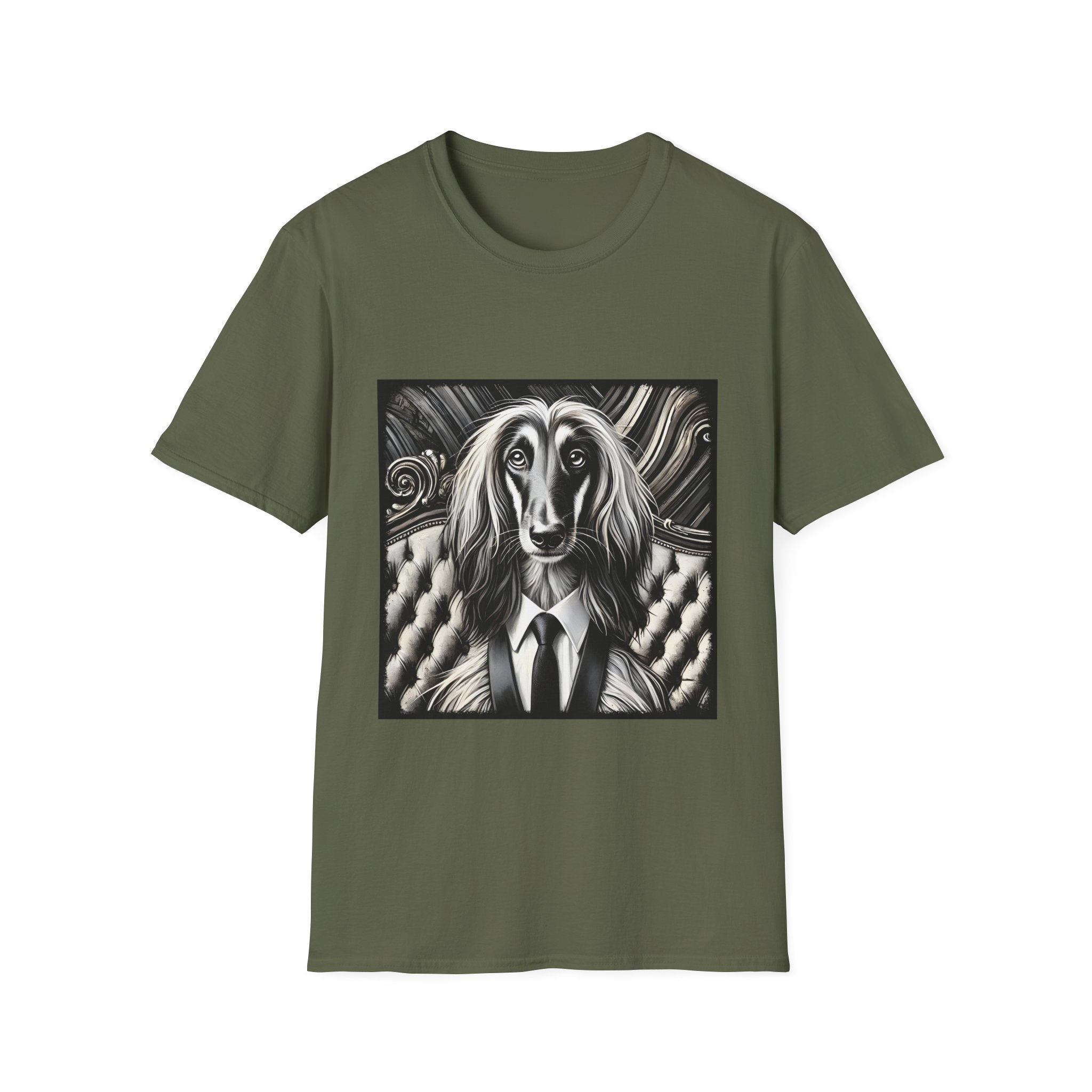 Afghan Hound B&W Bold Tie | Unisex Dog T-Shirt