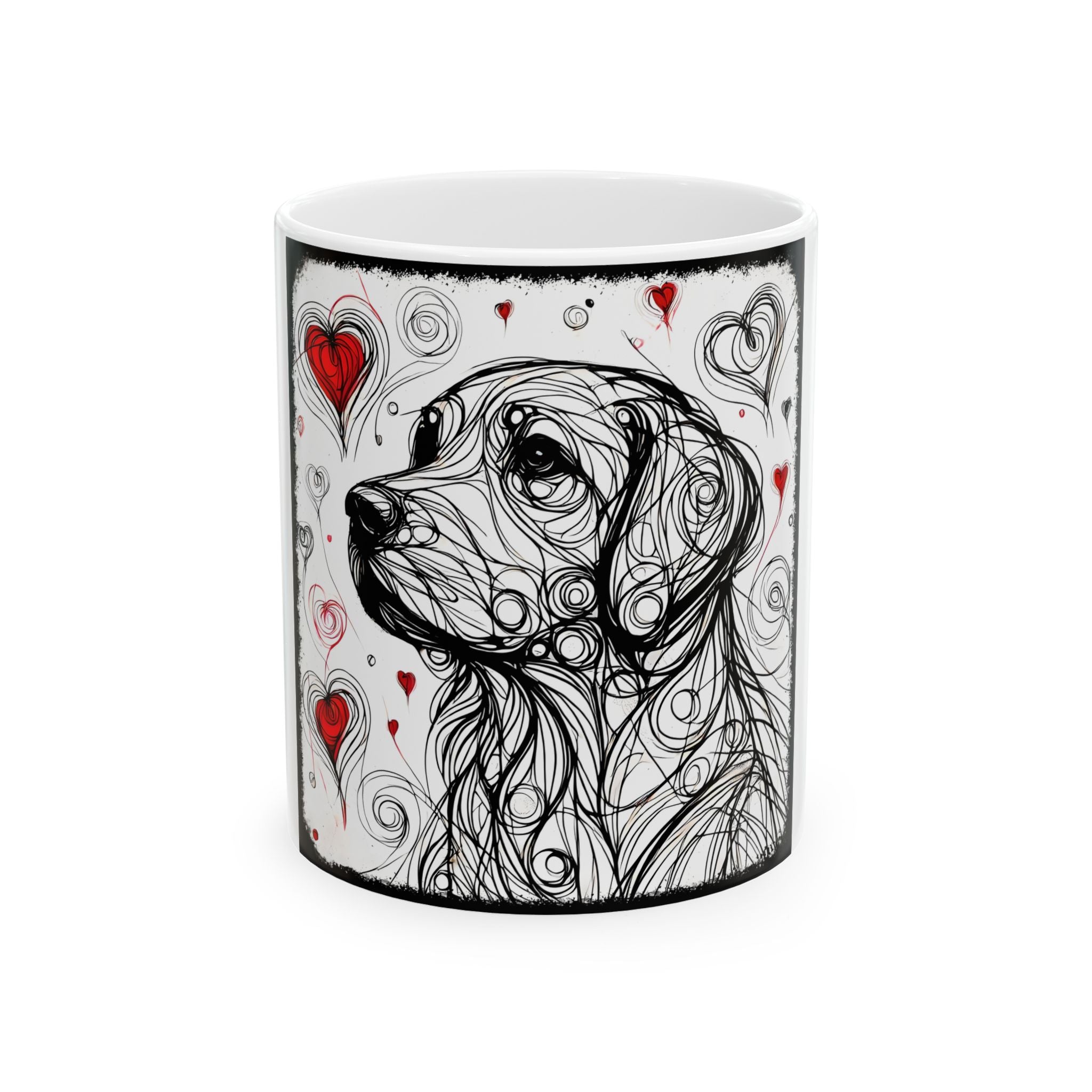 Golden Retriever Bold Heart Sketch | Dog Themed Ceramic Mug