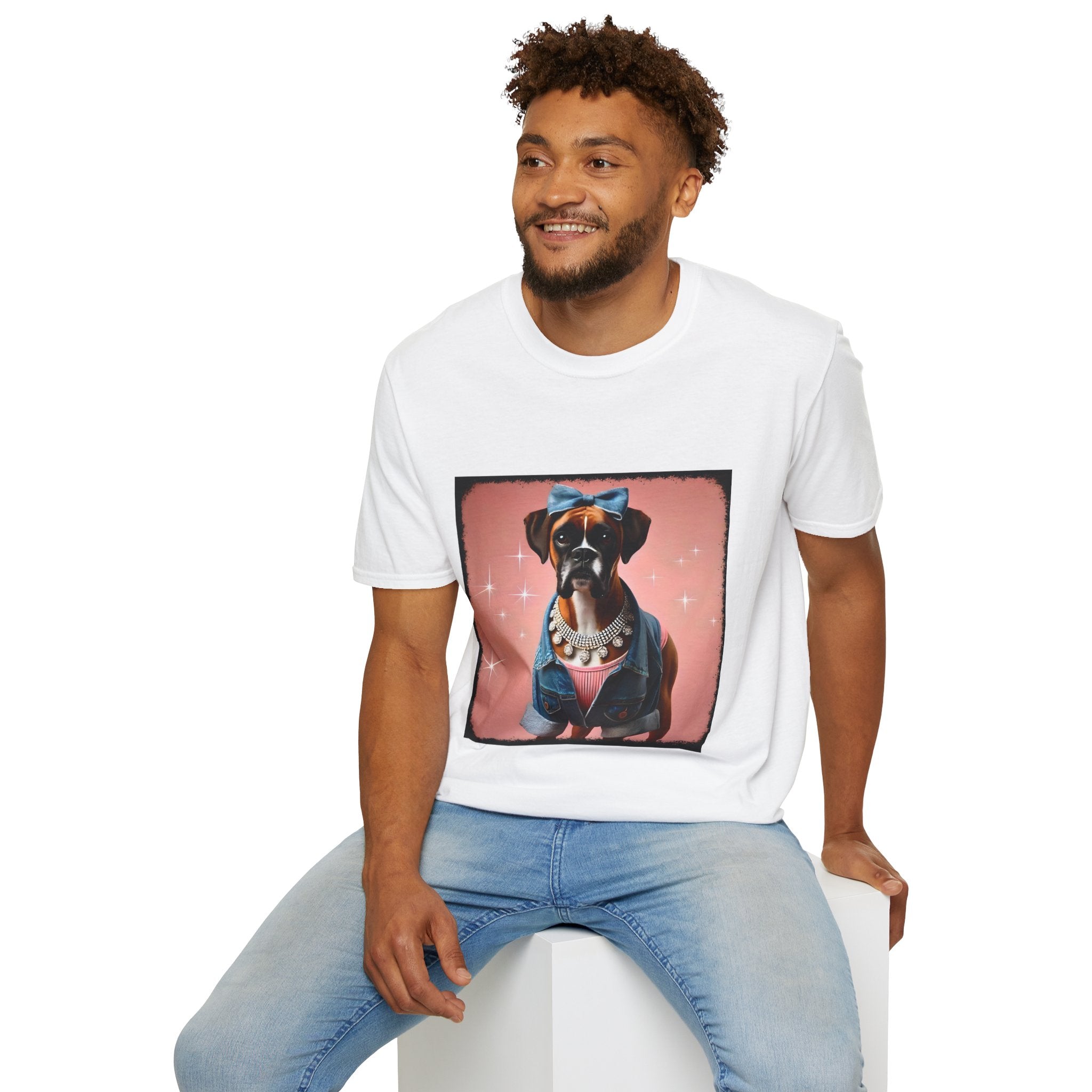 Boxer Denim Darling | Unisex Dog T-Shirt