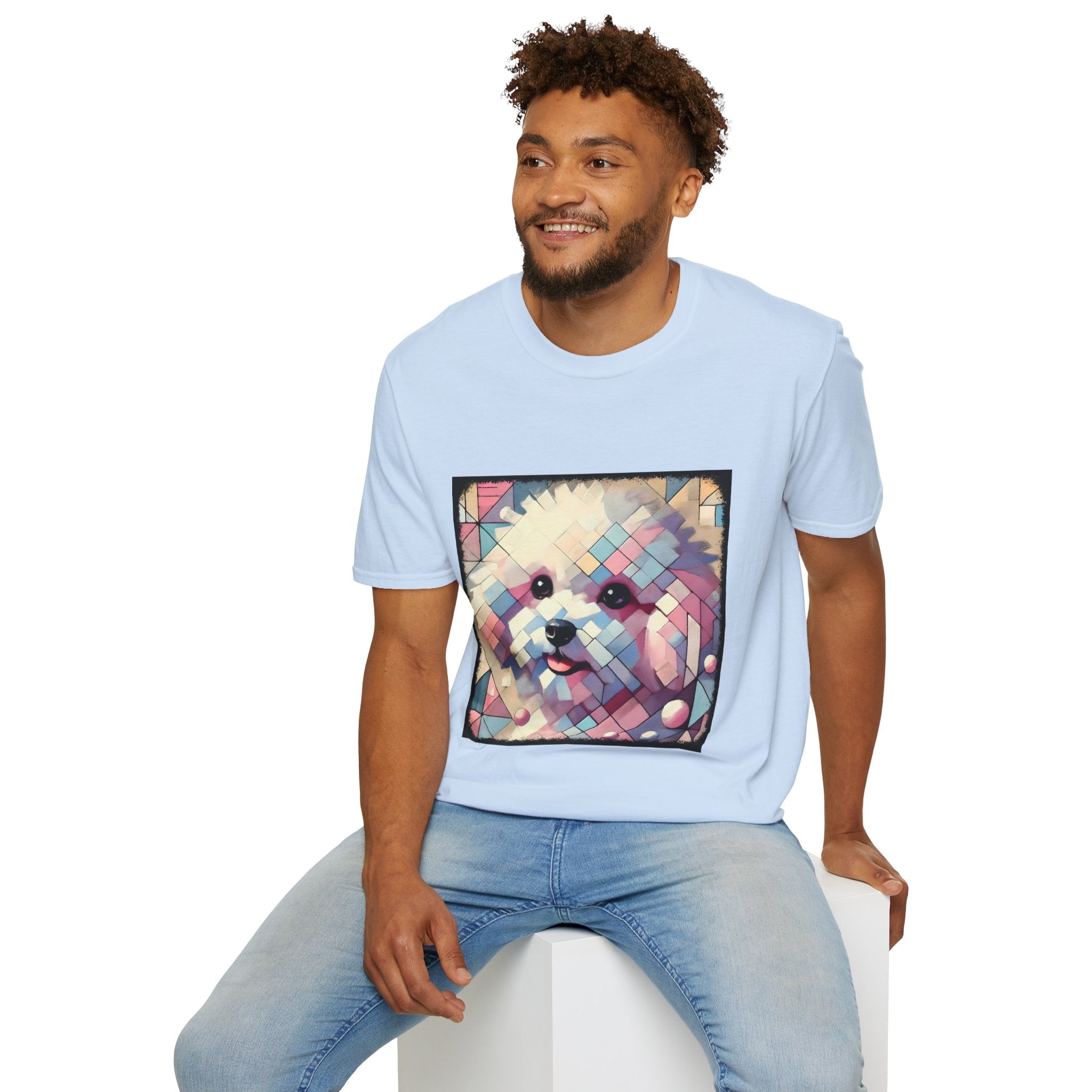 Bichon Frise Pastel Geometric | Unisex Dog T-Shirt