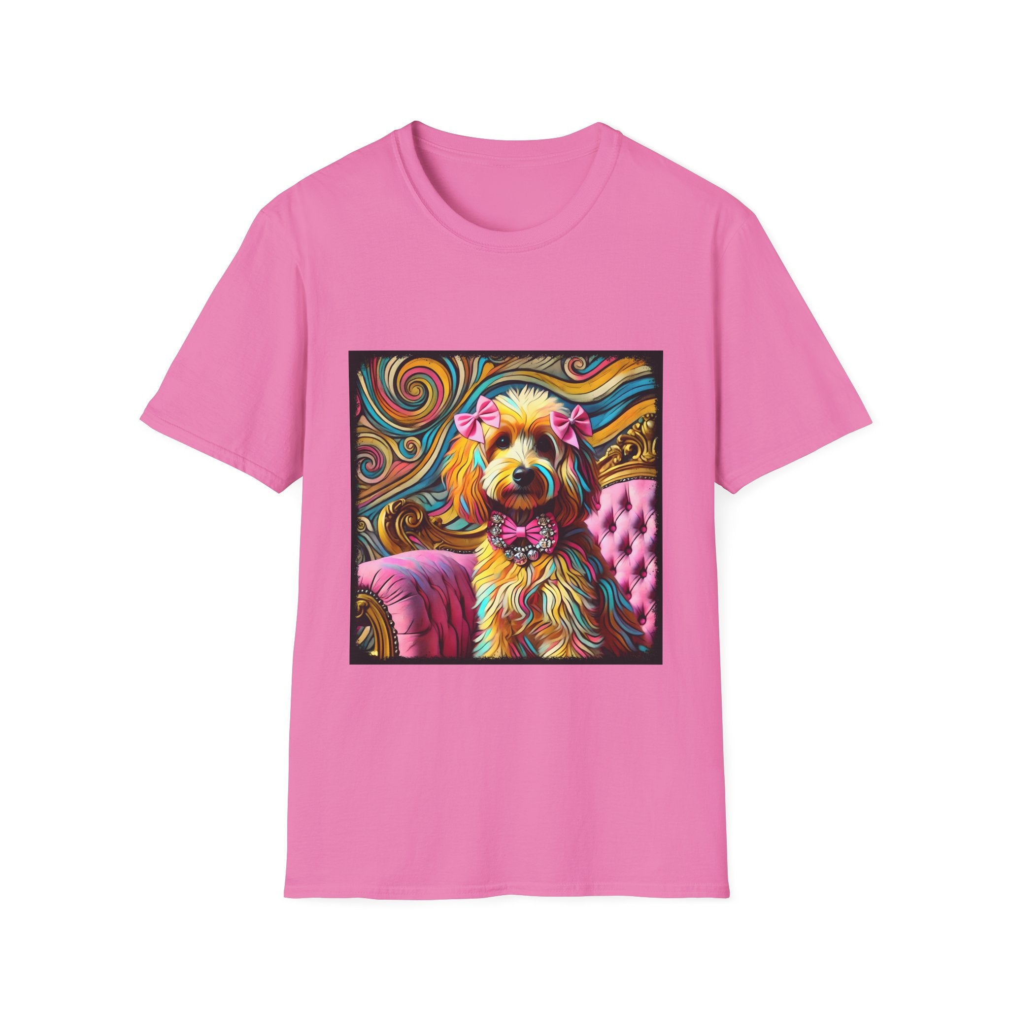 Goldendoodle Pink Diamond Bow Swirl  | Unisex Dog T-Shirt