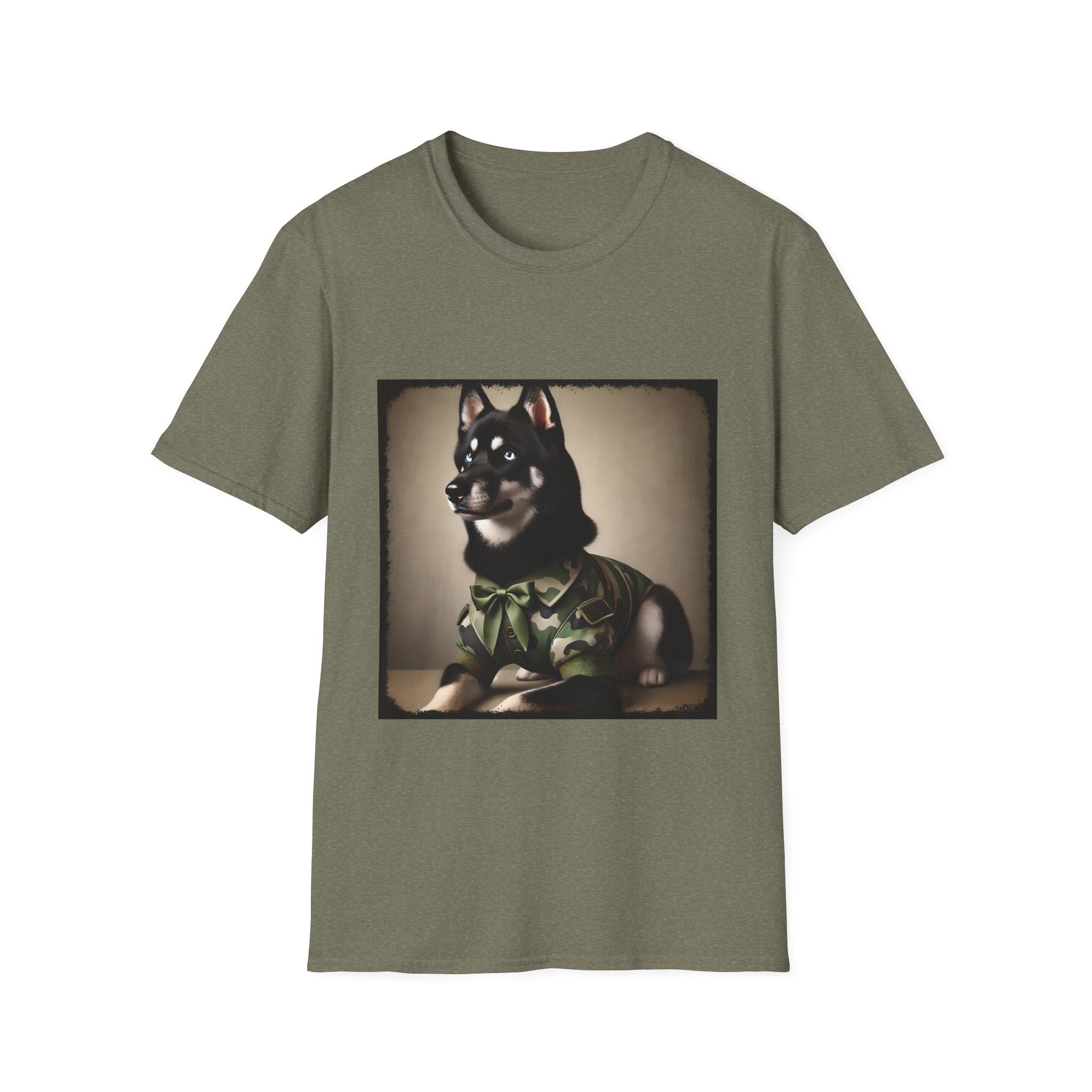 Siberian Husky Green Camo Cutie  | Unisex Dog T-Shirt