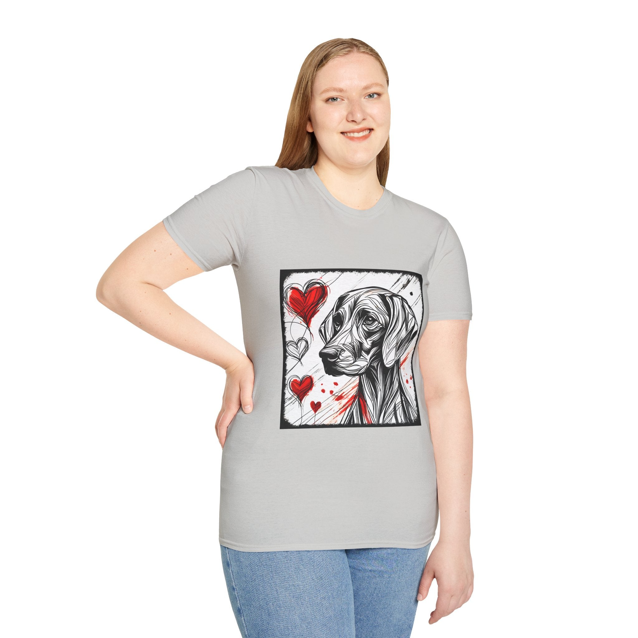 Weimaraner Bold Heart Sketch | Unisex Dog T-Shirt