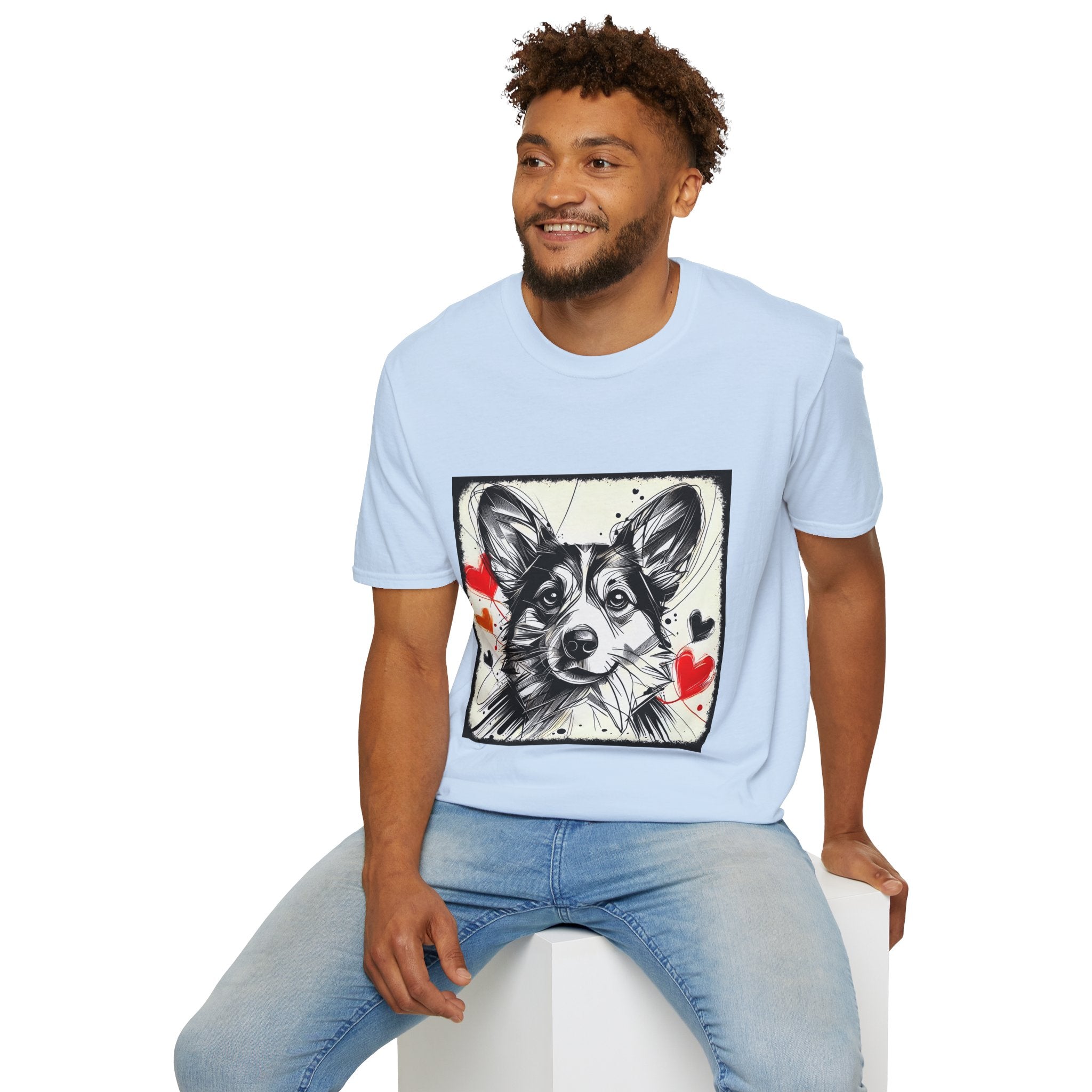Pembroke Welsh Corgi Bold Heart Sketch | Unisex Dog T-Shirt