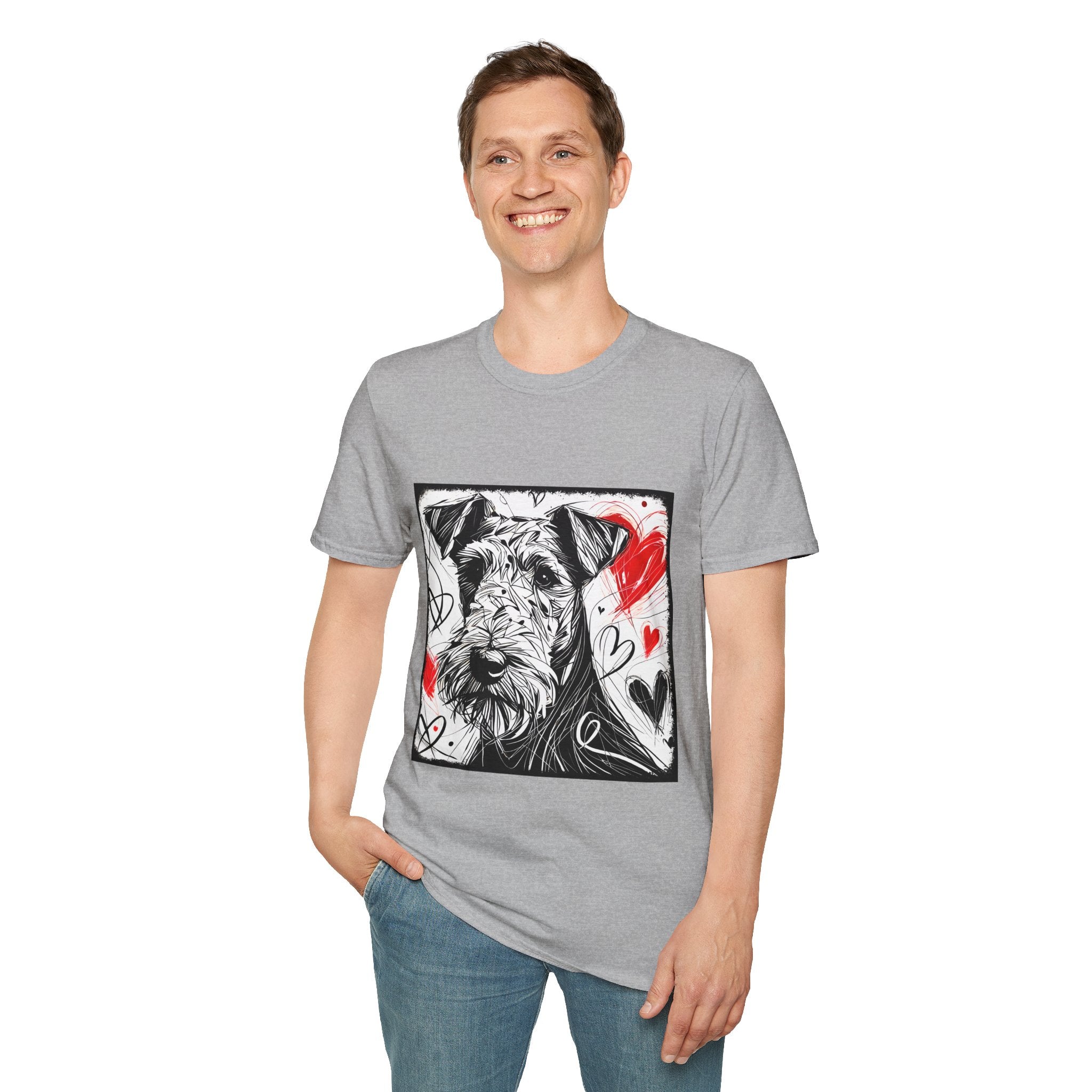 Airedale Terrier Bold Heart Sketch | Unisex Dog T-Shirt