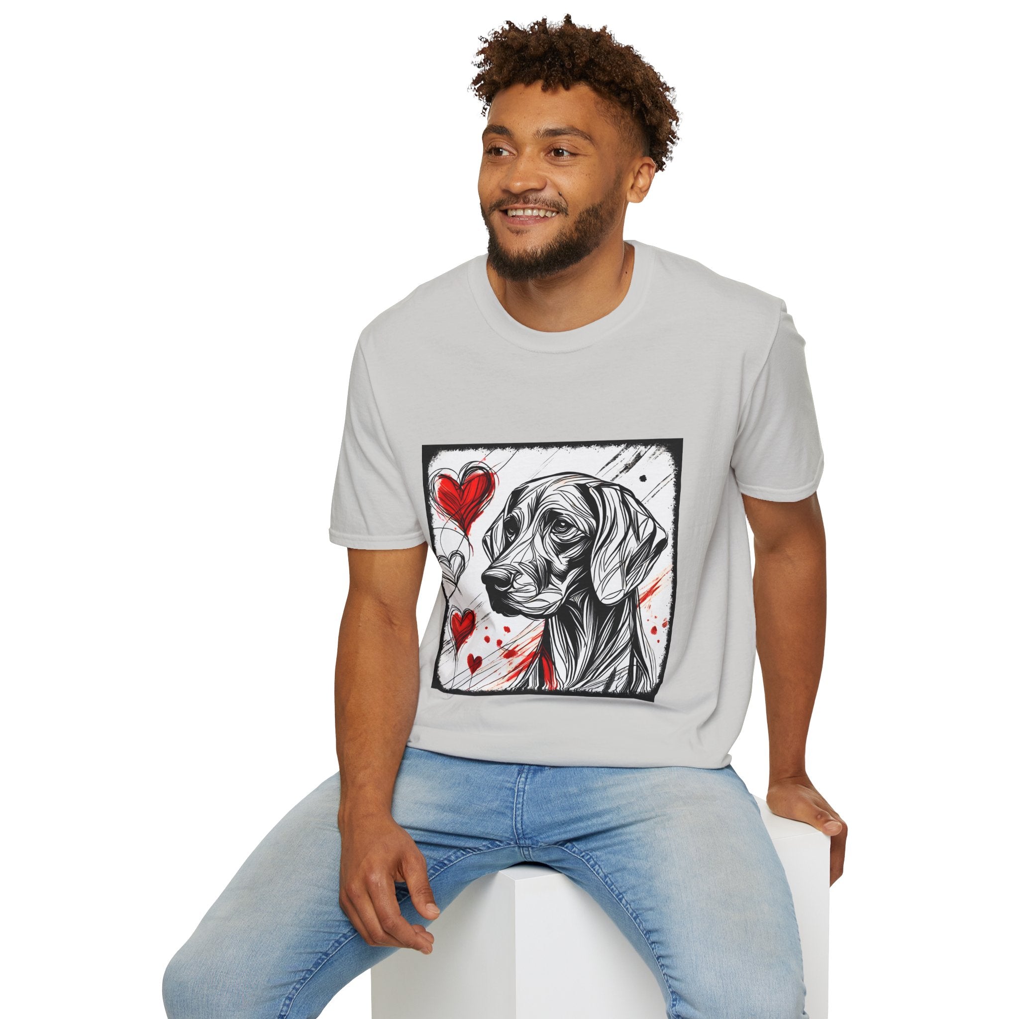 Weimaraner Bold Heart Sketch | Unisex Dog T-Shirt