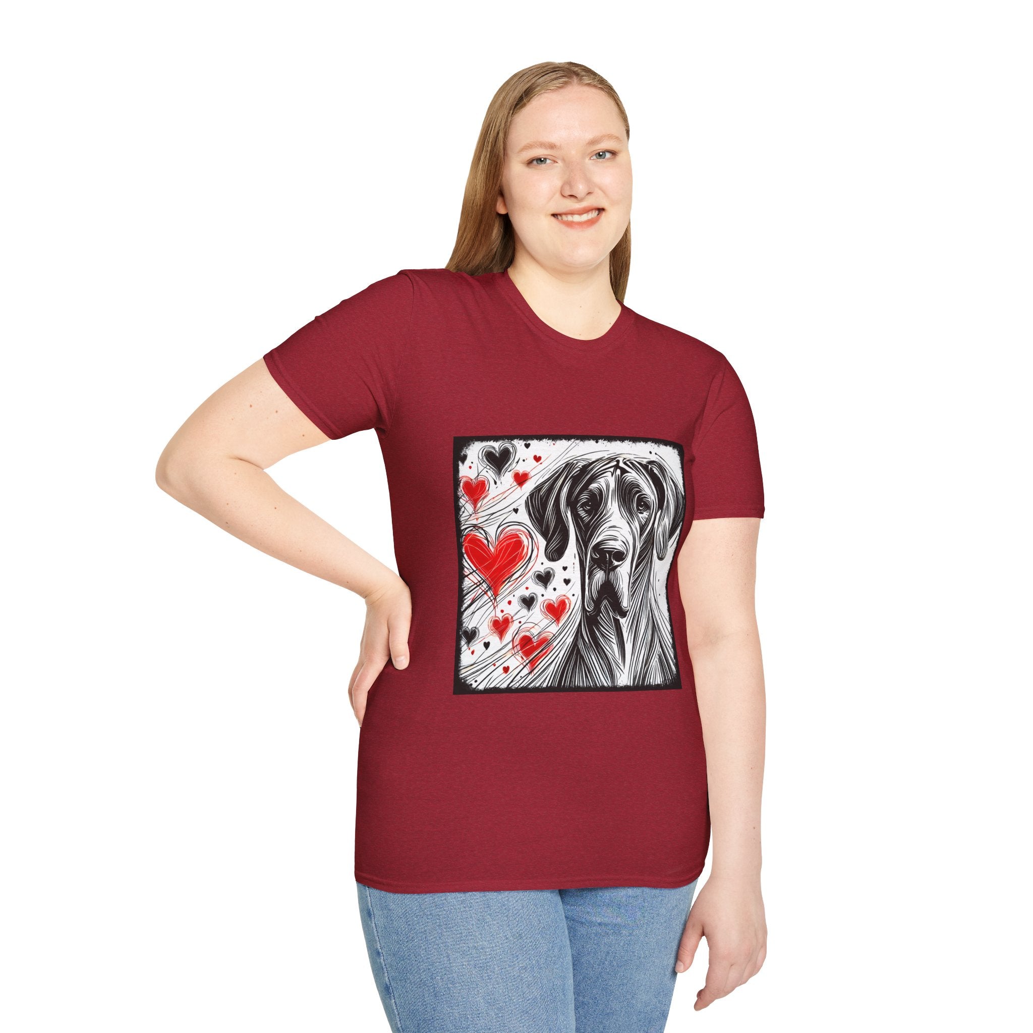 Great Dane Bold Heart Sketch | Unisex Dog T-Shirt
