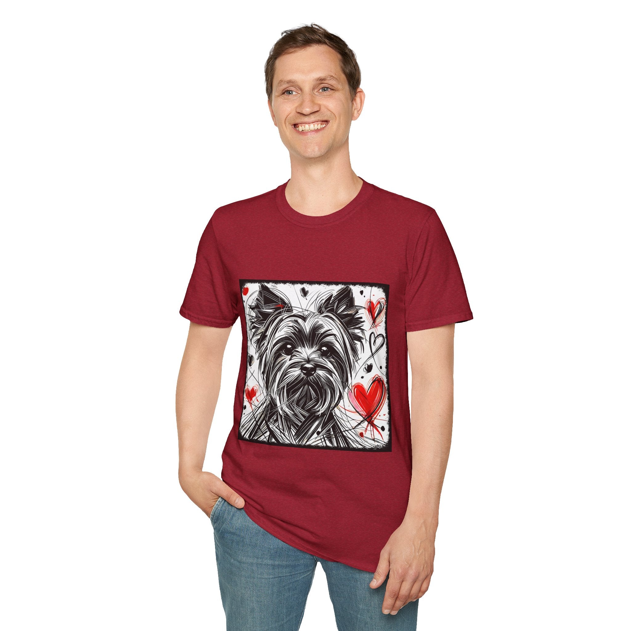 Yorkshire Terrier Bold Heart Sketch | Unisex Dog T-Shirt
