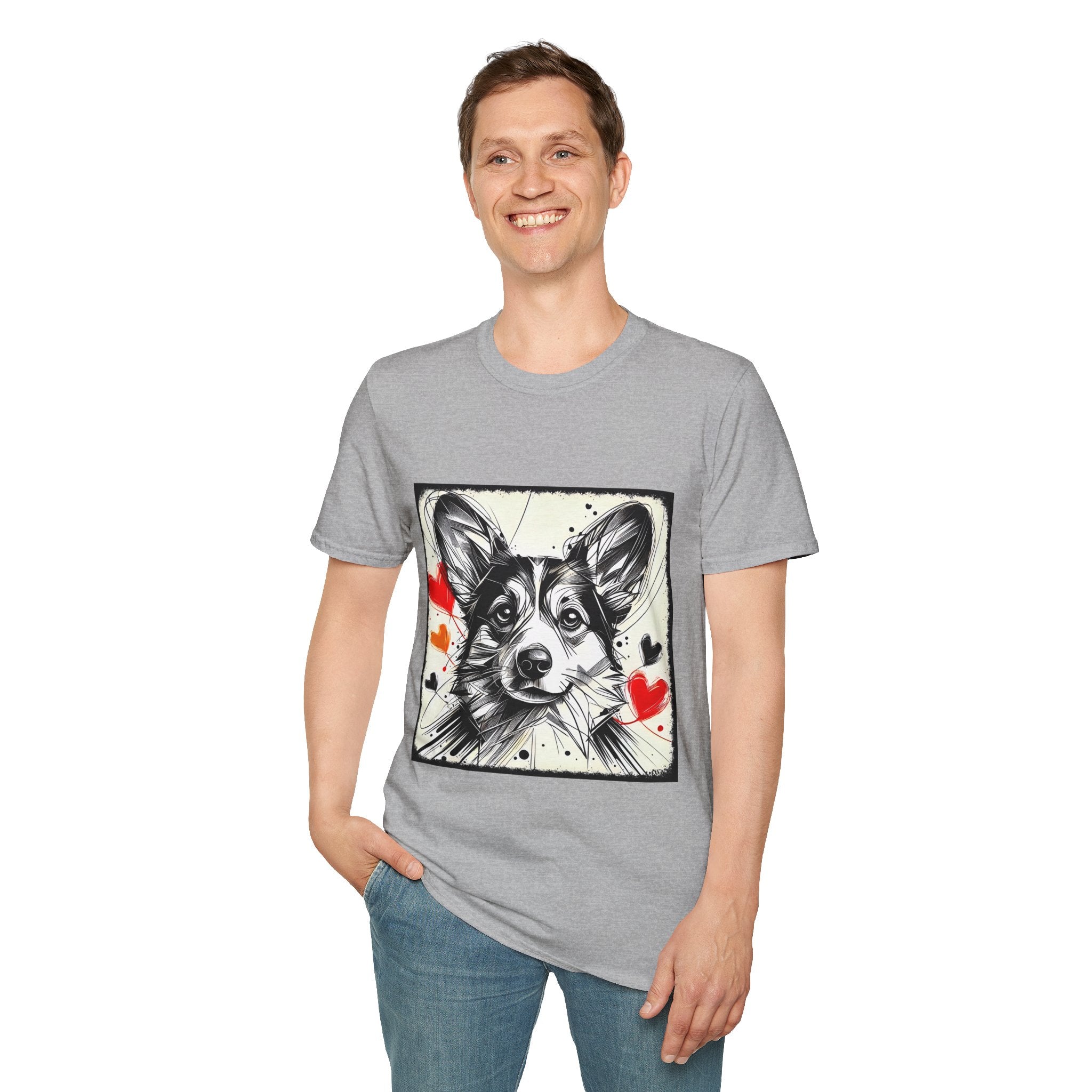 Pembroke Welsh Corgi Bold Heart Sketch | Unisex Dog T-Shirt