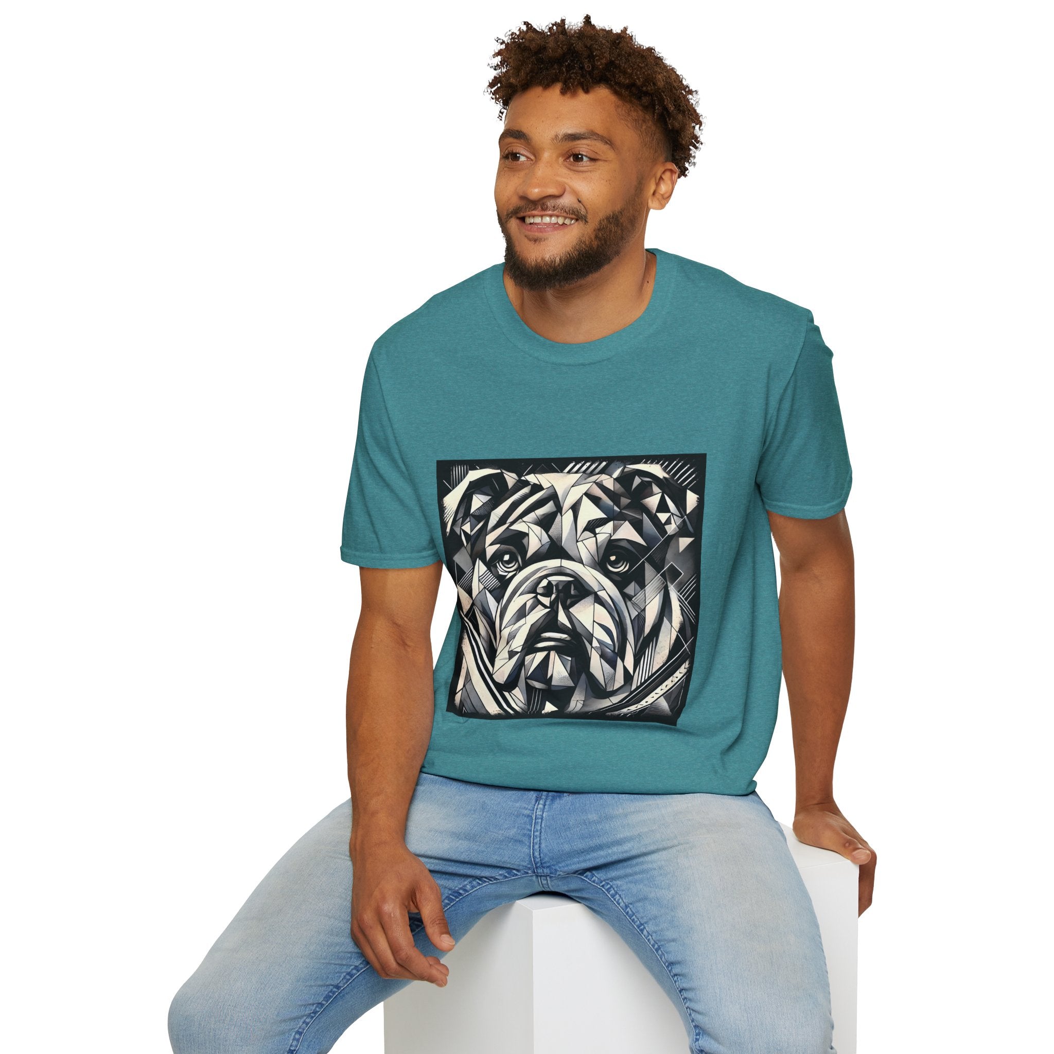 Bulldog B&W Geometric | Unisex Dog T-Shirt