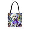 Bichon Frise Electric Swirl | Dog Themed Tote Bag