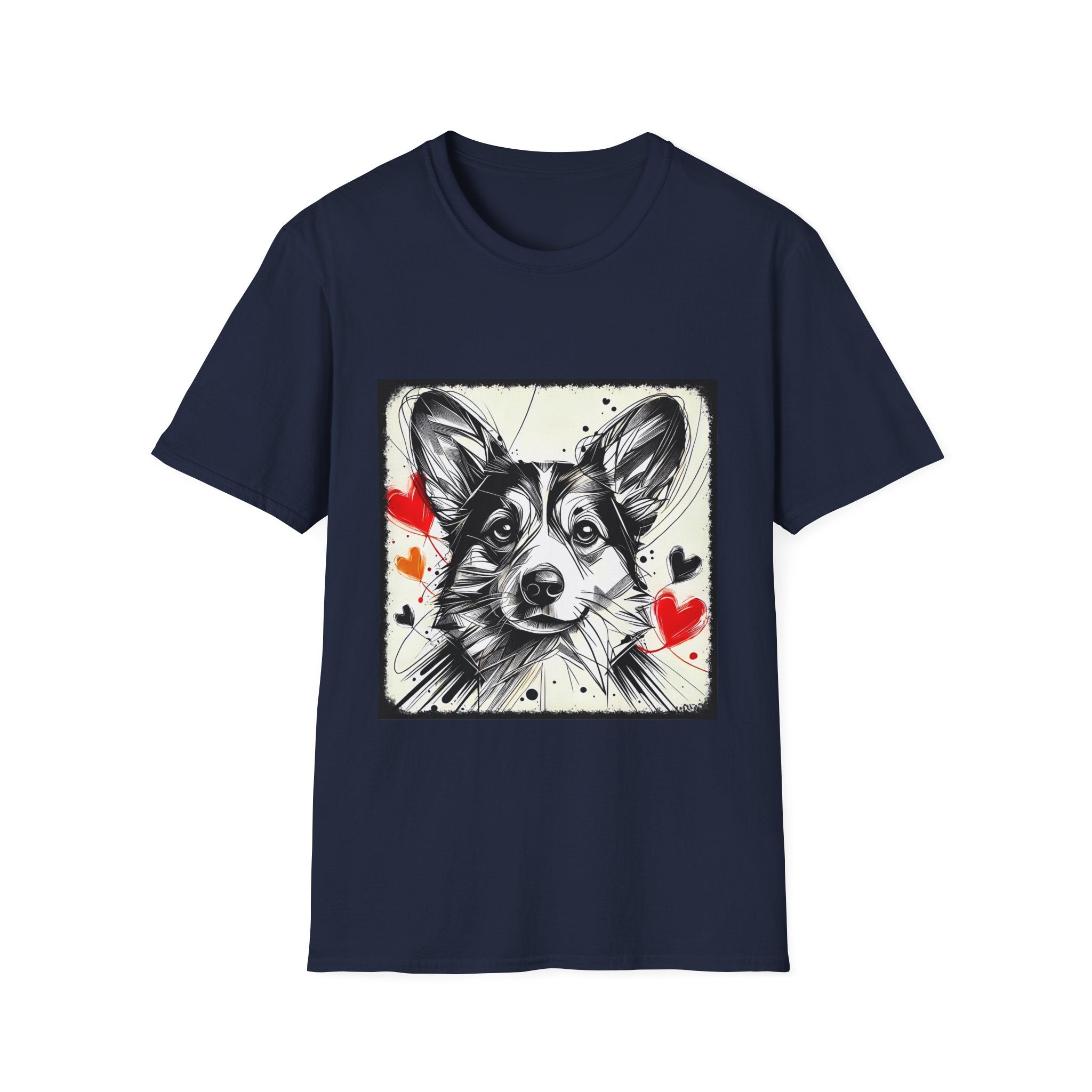 Pembroke Welsh Corgi Bold Heart Sketch | Unisex Dog T-Shirt