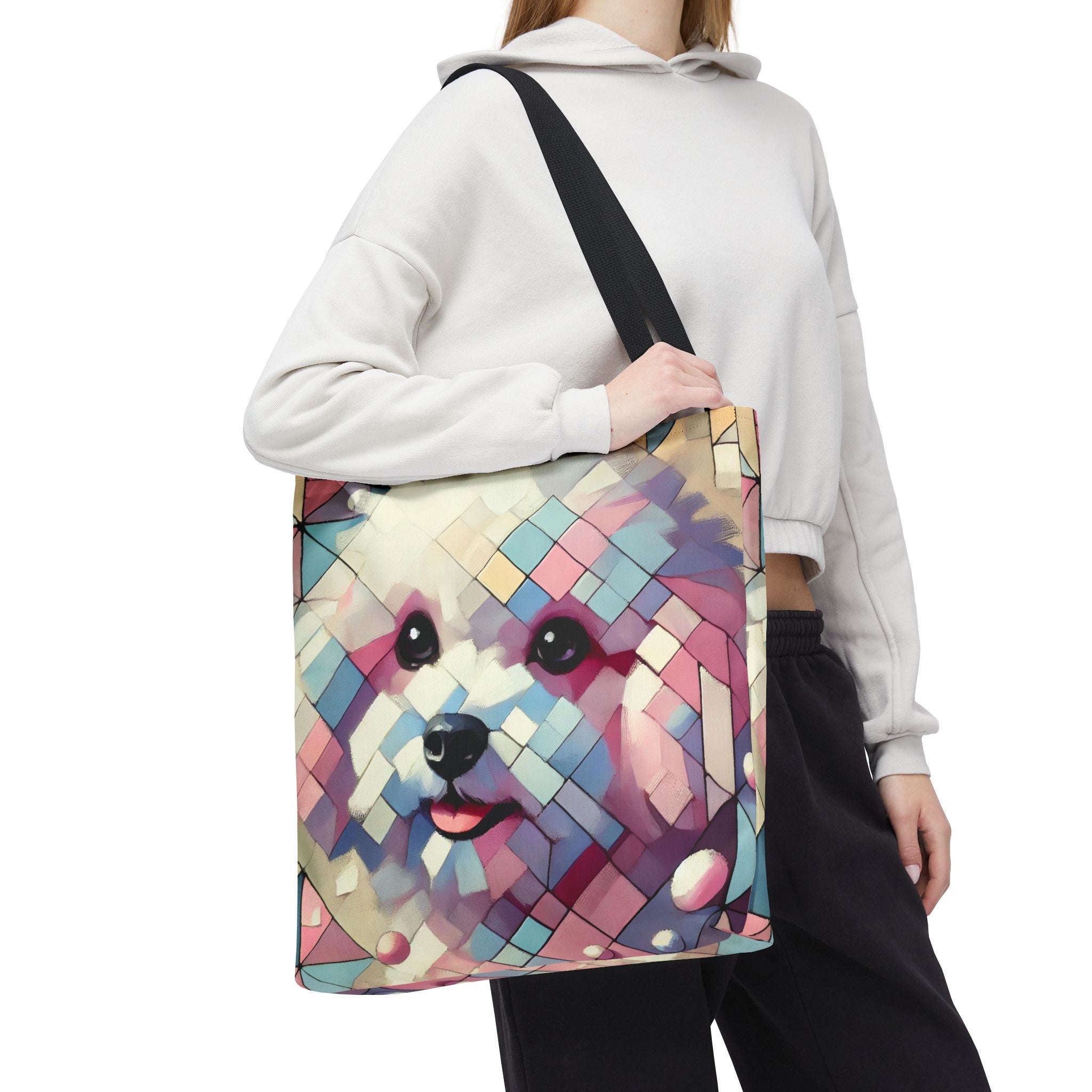 Bichon Frise Pastel Geometric | Dog Themed Tote Bag