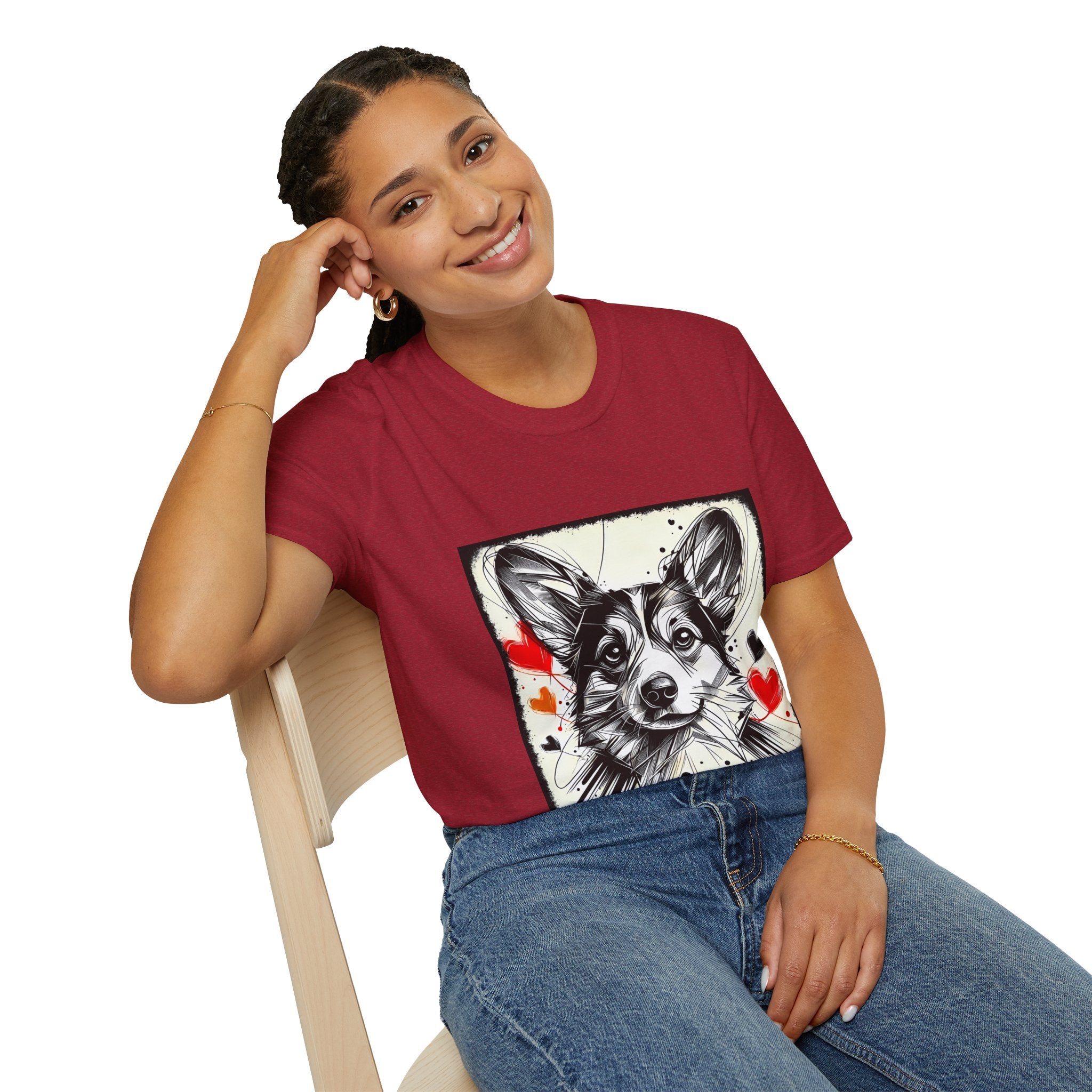 Pembroke Welsh Corgi Bold Heart Sketch | Unisex Dog T-Shirt