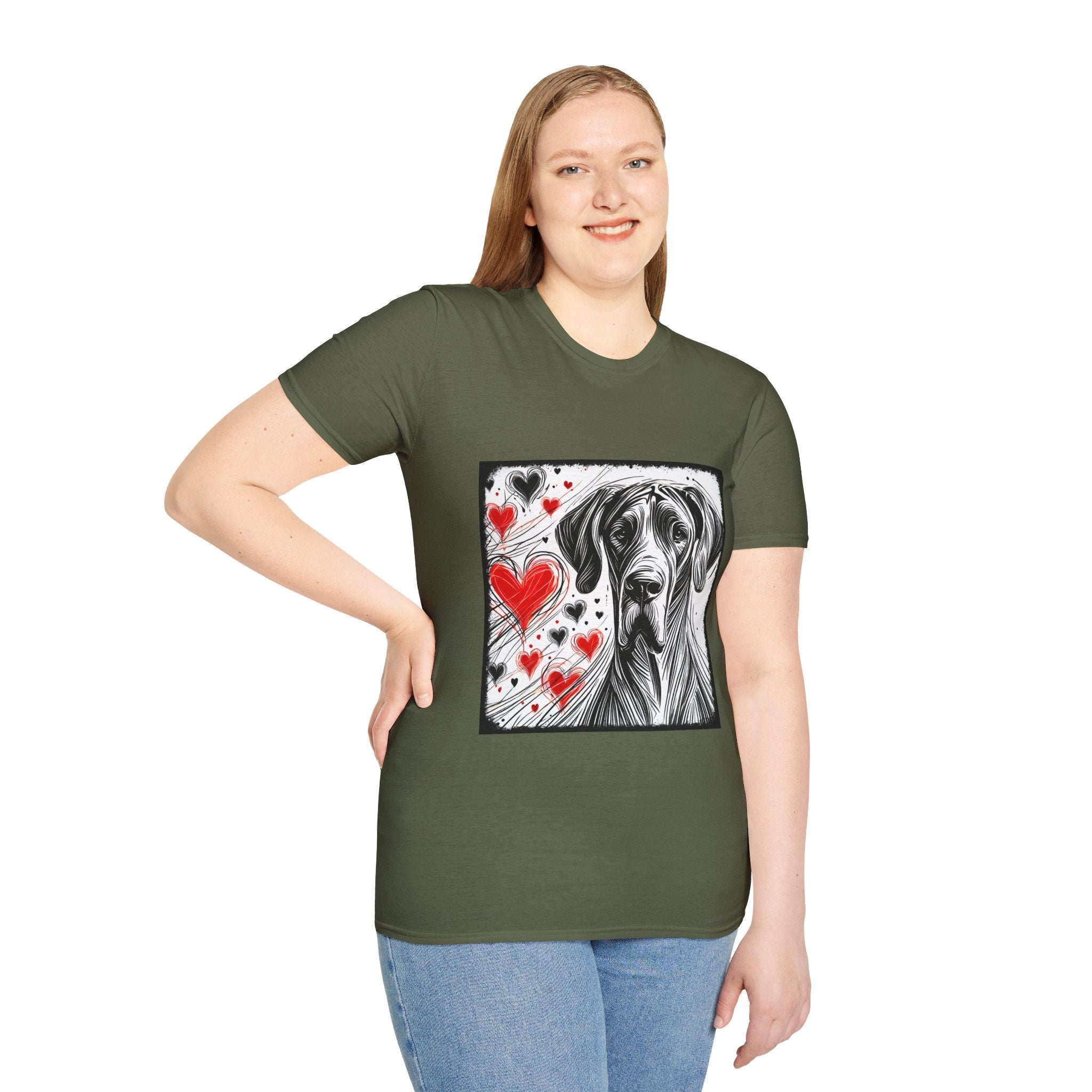 Great Dane Bold Heart Sketch | Unisex Dog T-Shirt