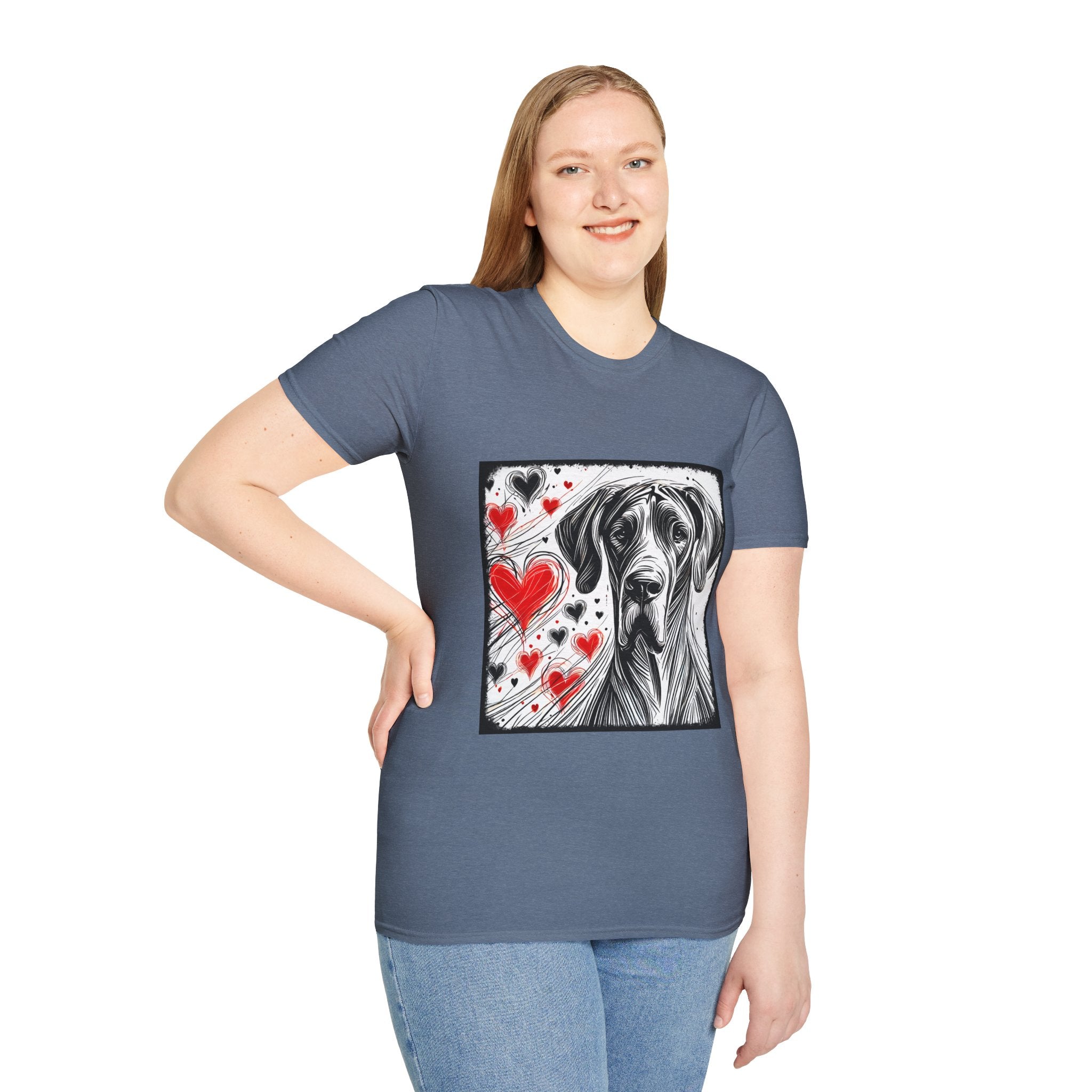 Great Dane Bold Heart Sketch | Unisex Dog T-Shirt