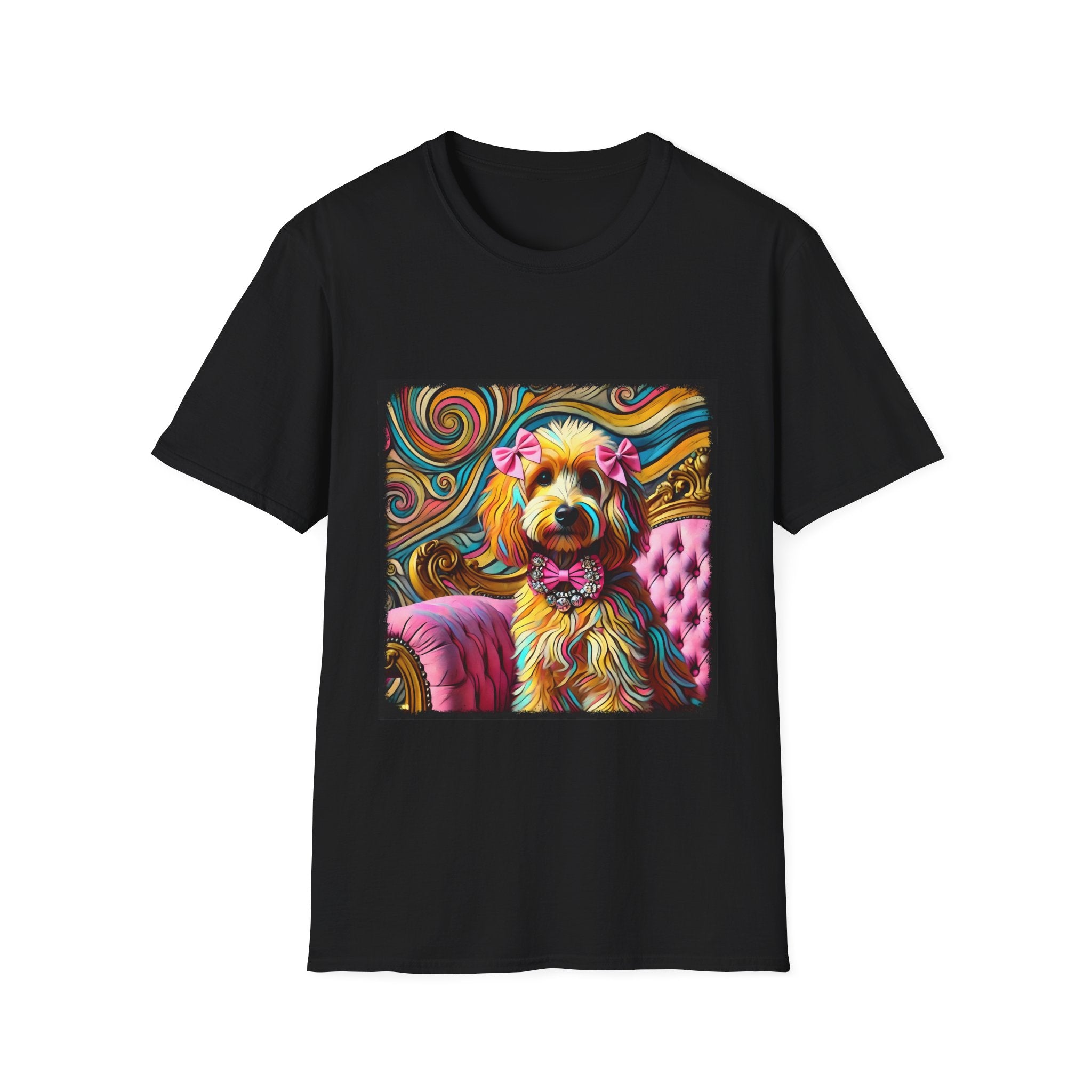 Goldendoodle Pink Diamond Bow Swirl  | Unisex Dog T-Shirt