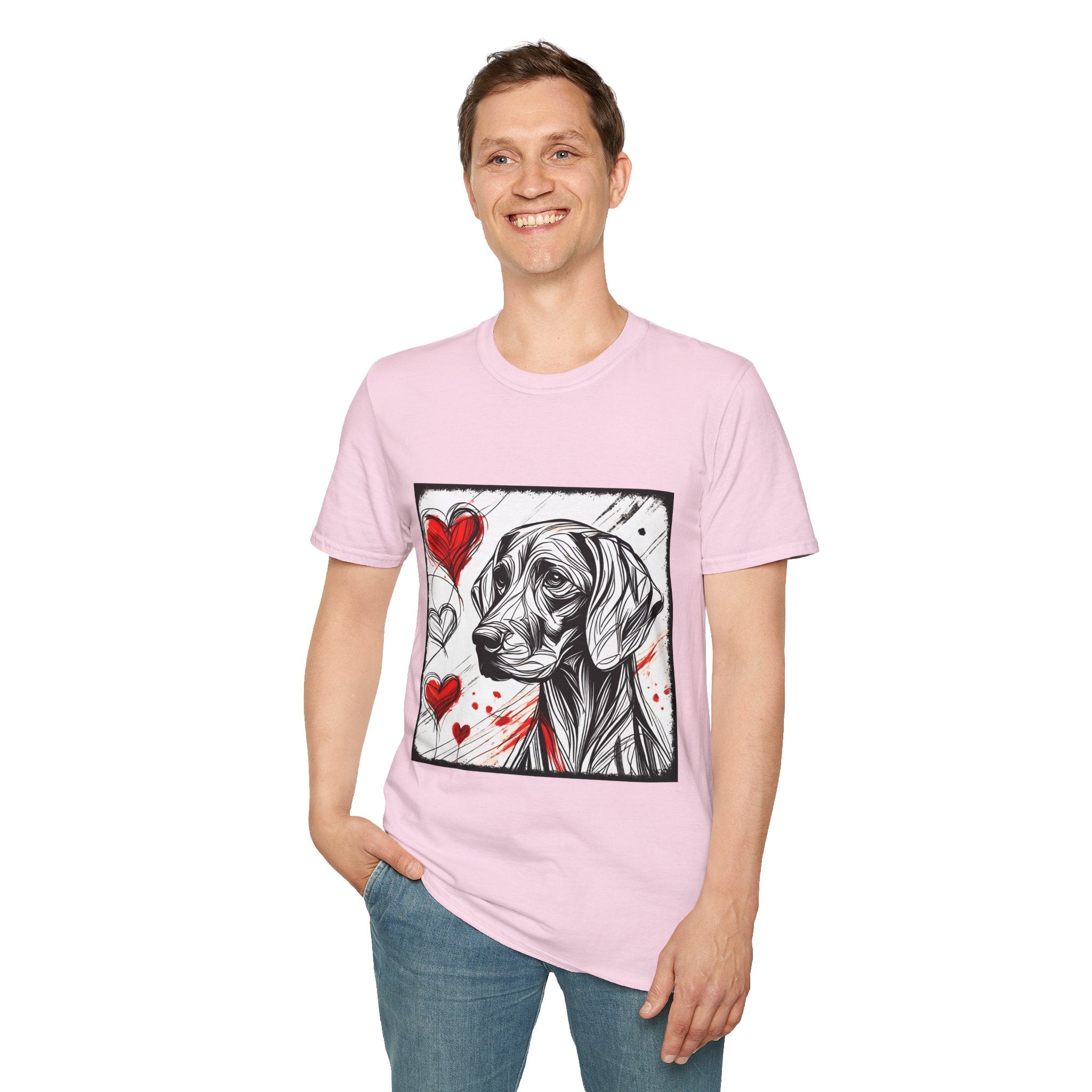 Weimaraner Bold Heart Sketch | Unisex Dog T-Shirt
