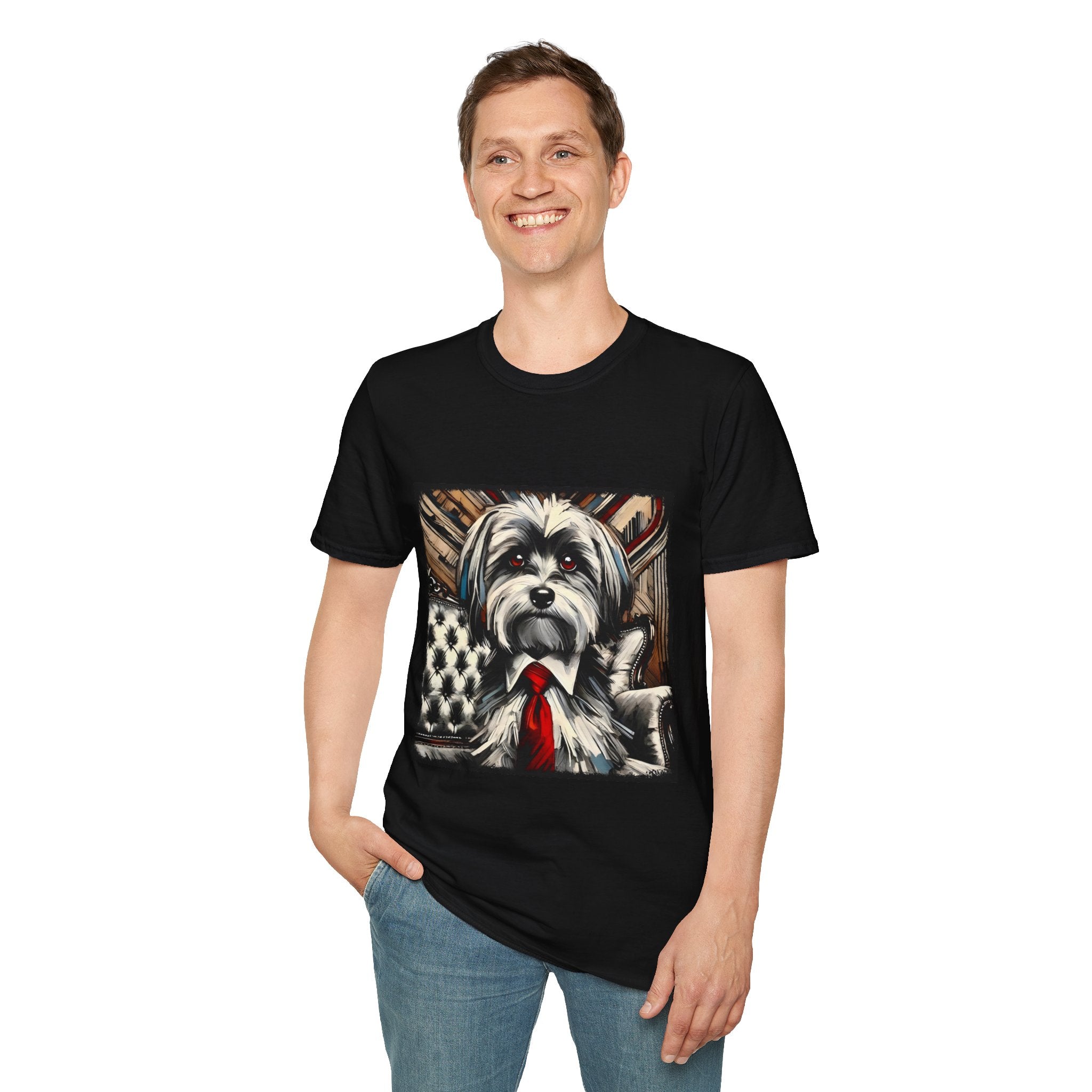 Havanese B&W Red Tie | Unisex Dog T-Shirt