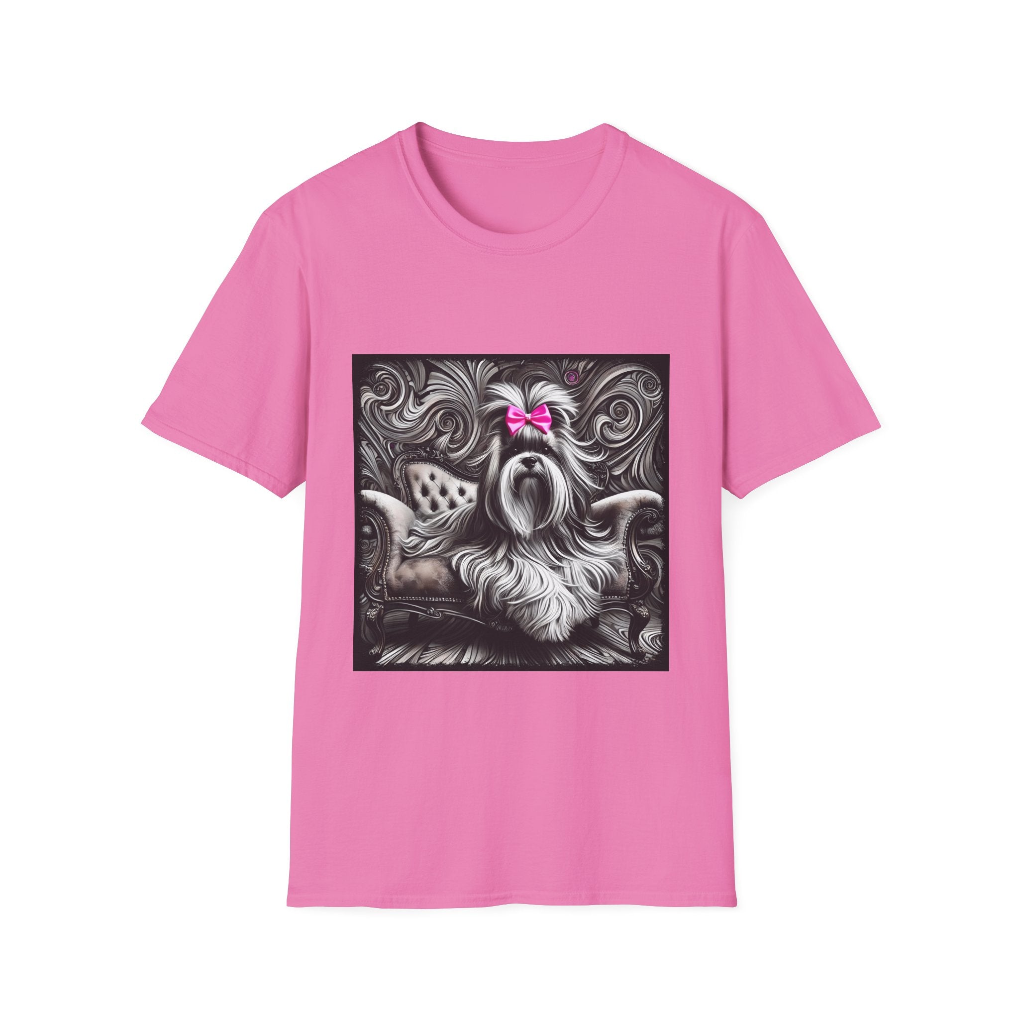 Lhasa Apso B&W Pink Bow | Unisex Dog T-Shirt
