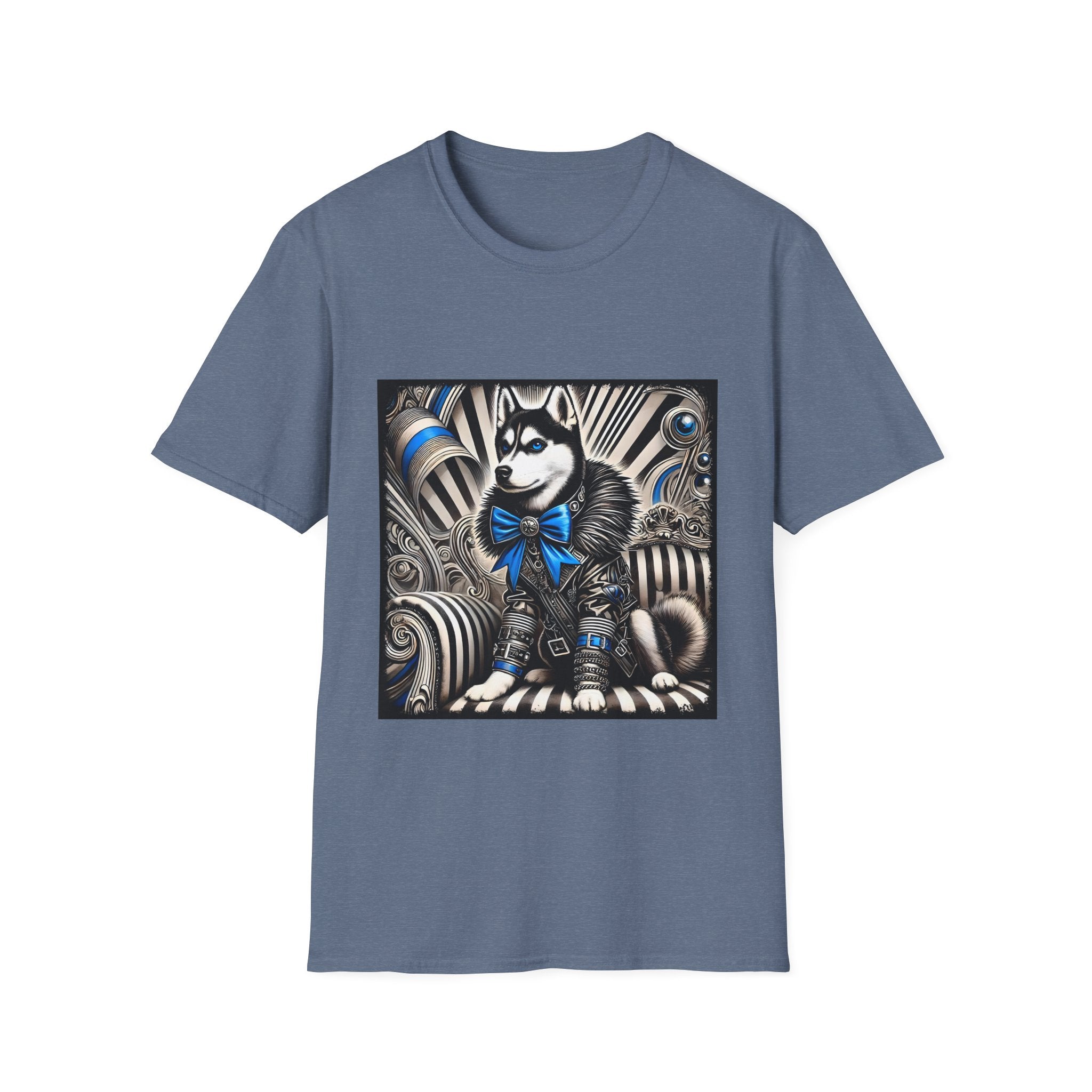Siberian Husky B&W Blue Bow | Unisex Dog T-Shirt
