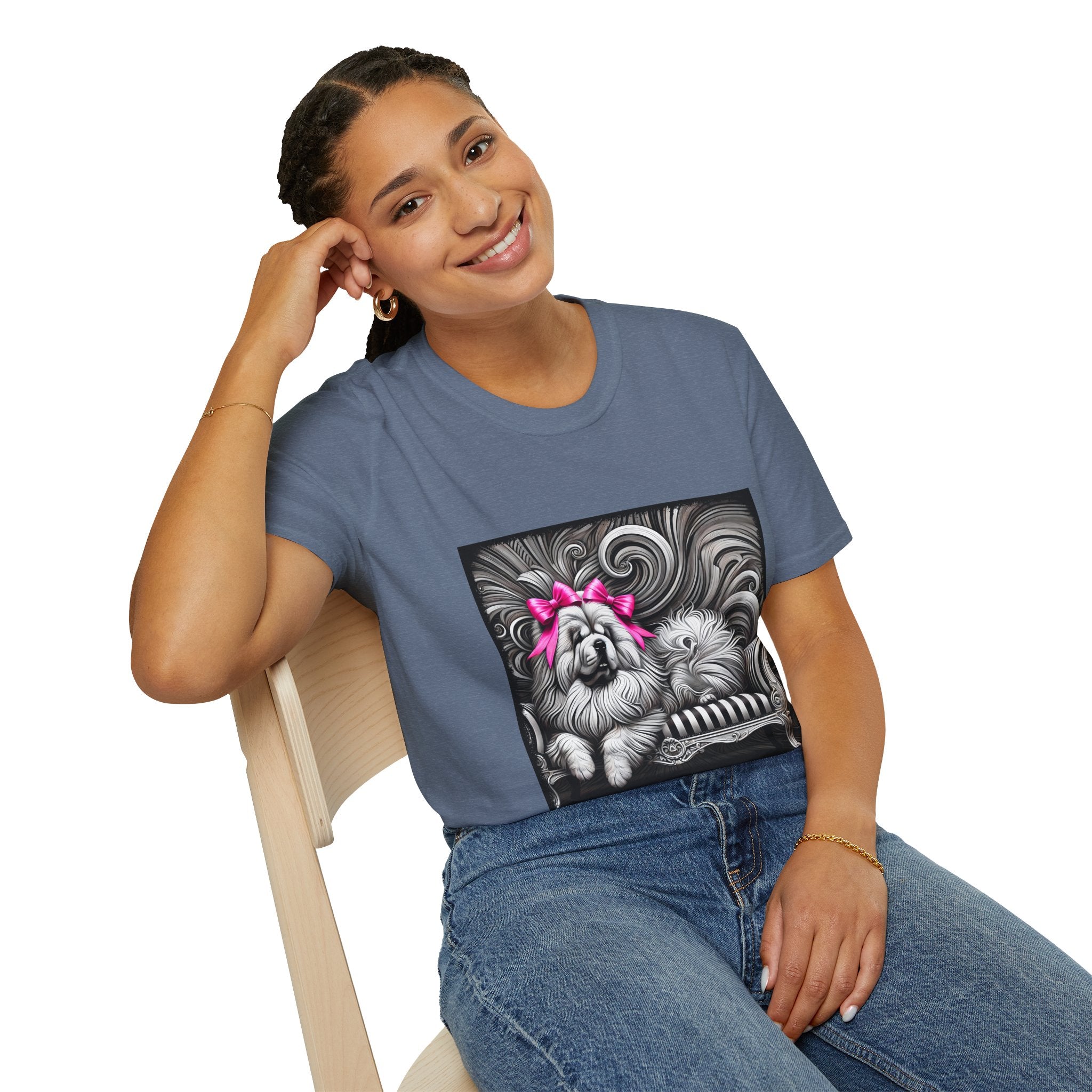 Chow Chow B&W Pink Bow | Unisex Dog T-Shirt