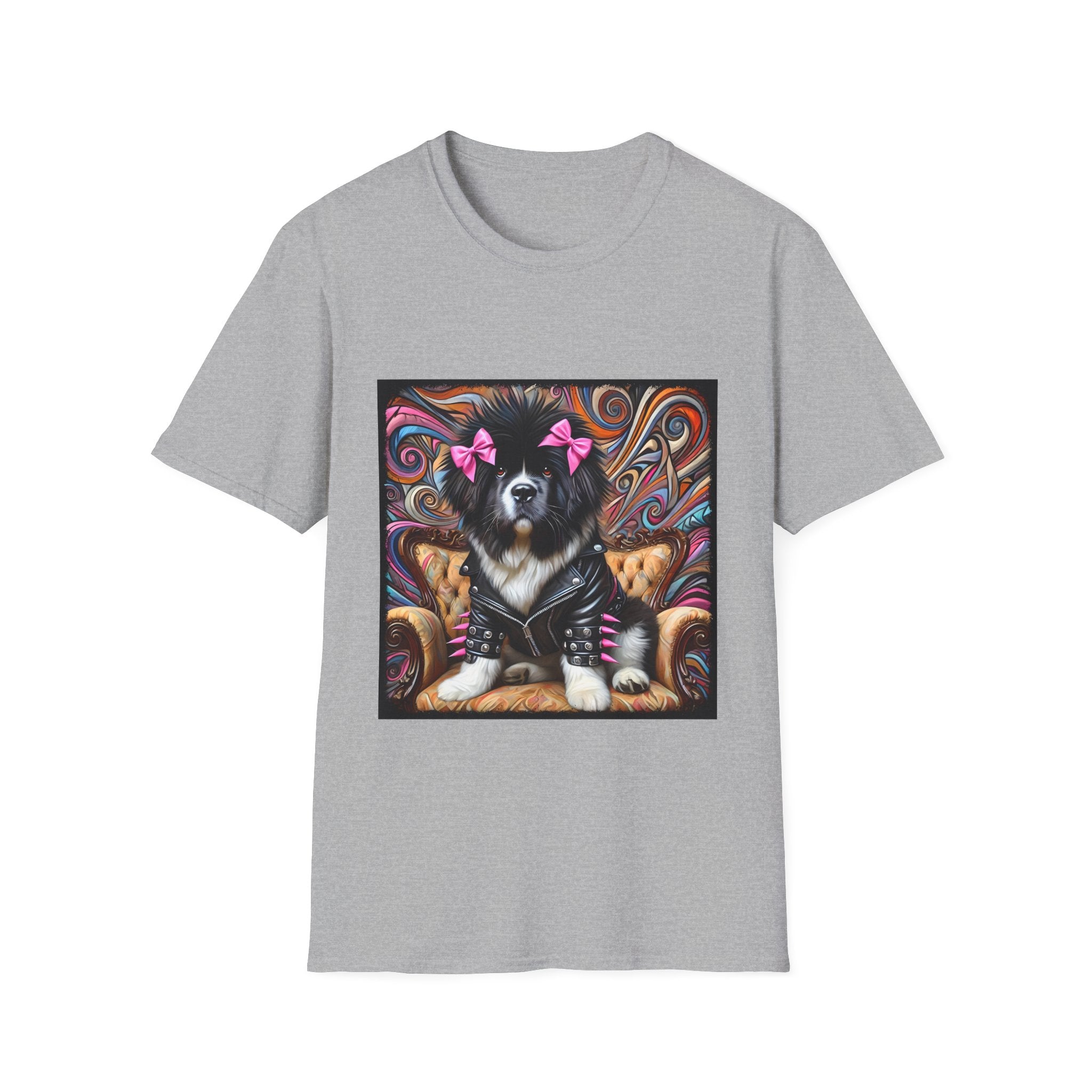 Newfoundland Pink Bow Vivid Rocker | Unisex Dog T-Shirt