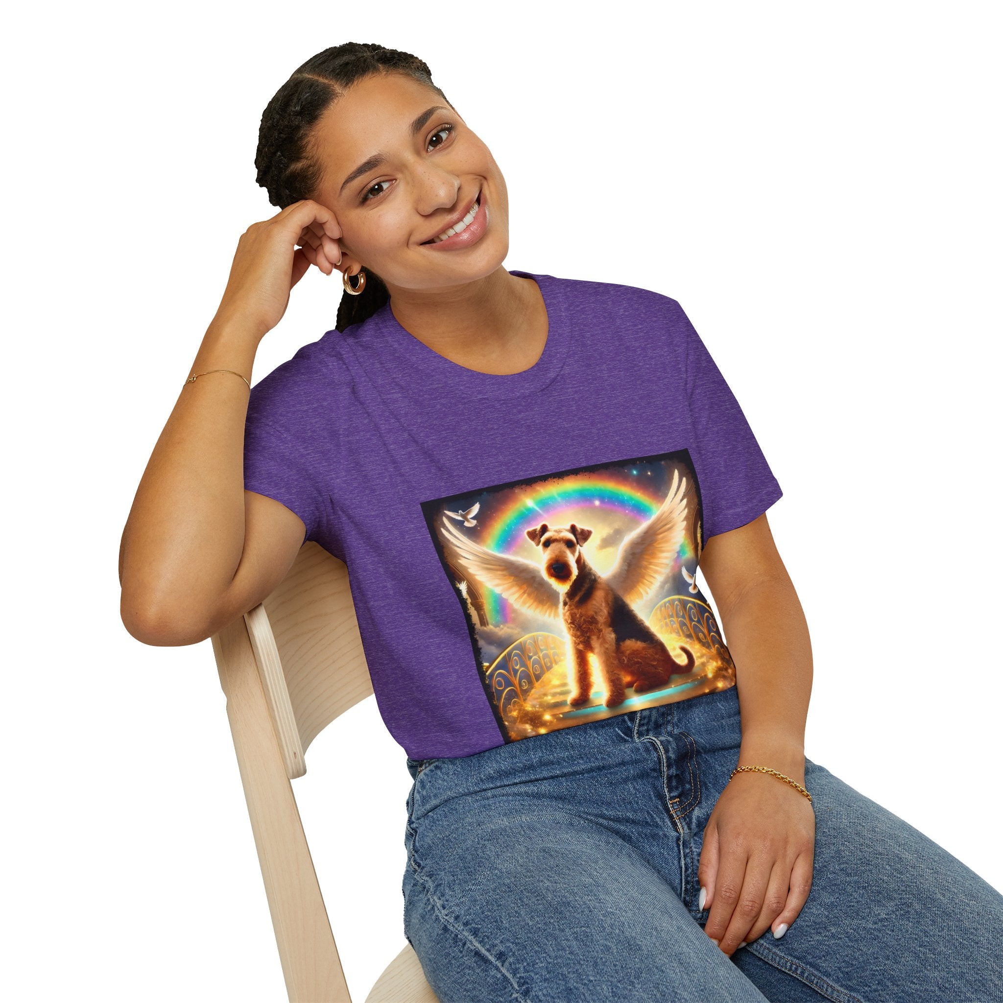Airedale Terrier Rainbow Bridge | Unisex Dog T-Shirt