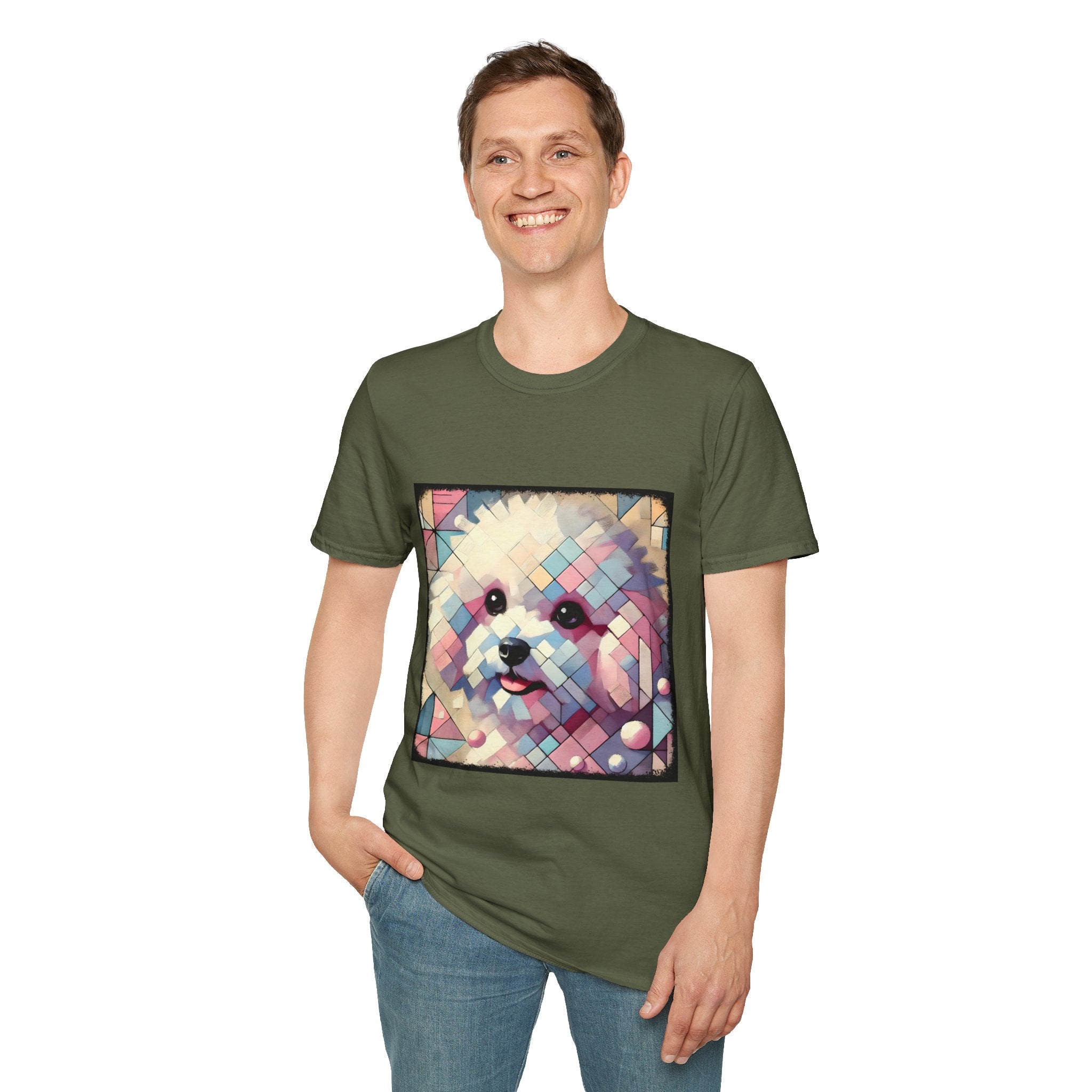 Bichon Frise Pastel Geometric | Unisex Dog T-Shirt