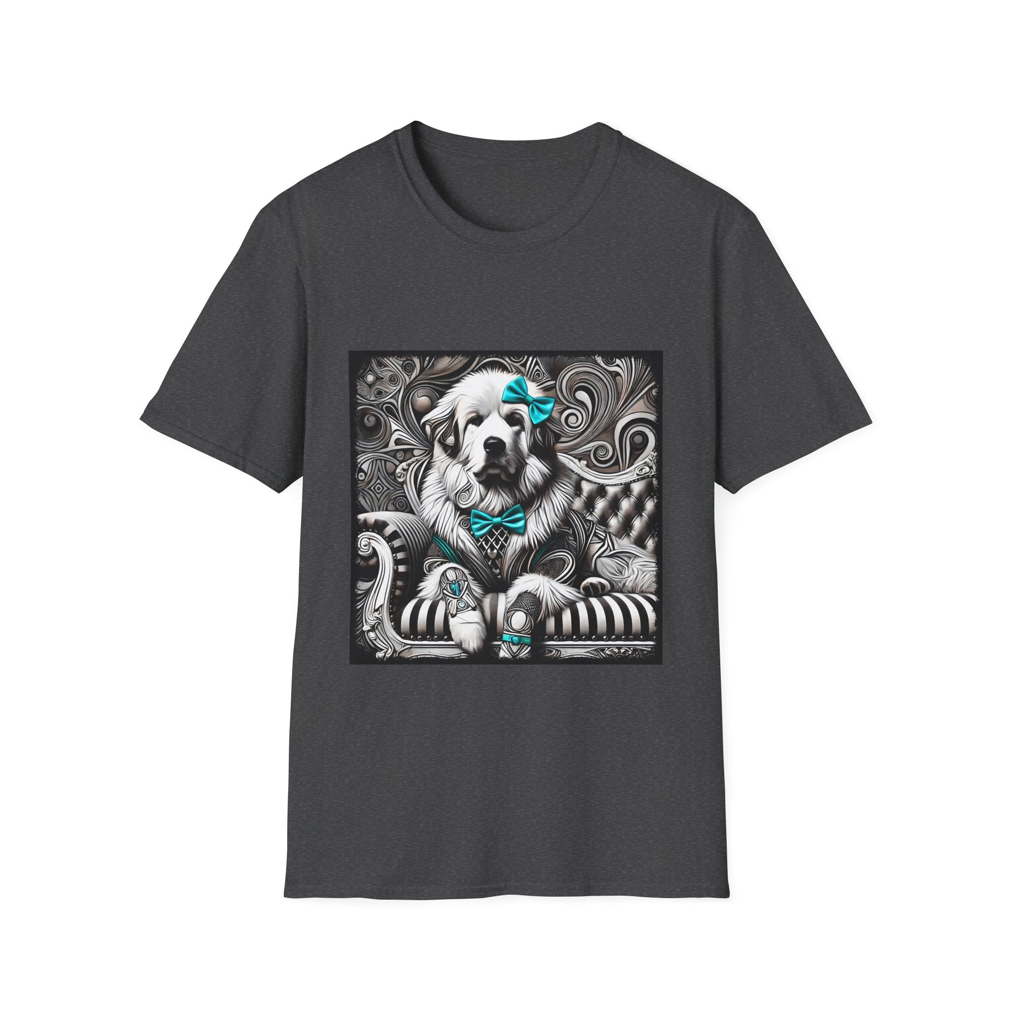 Great Pyrenees B&W Turquoise Bow | Unisex Dog T-Shirt