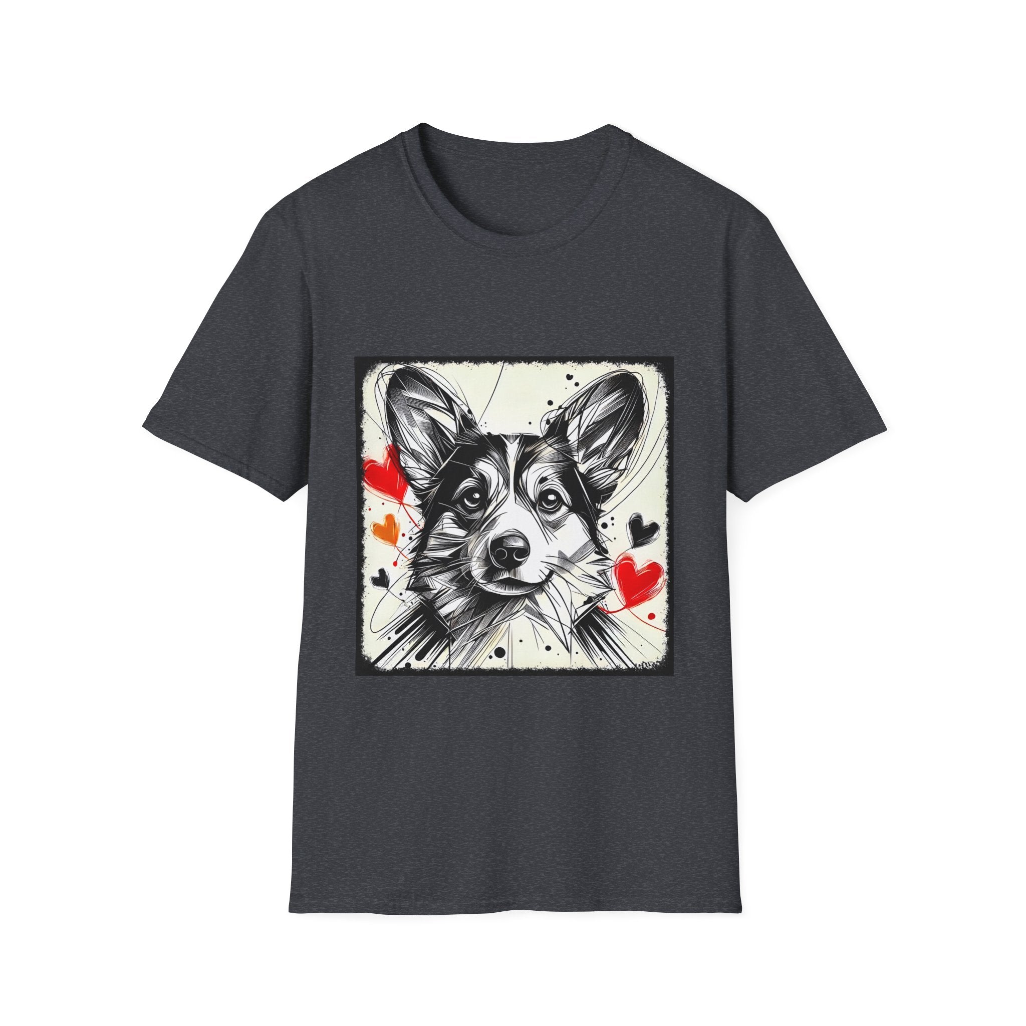 Pembroke Welsh Corgi Bold Heart Sketch | Unisex Dog T-Shirt