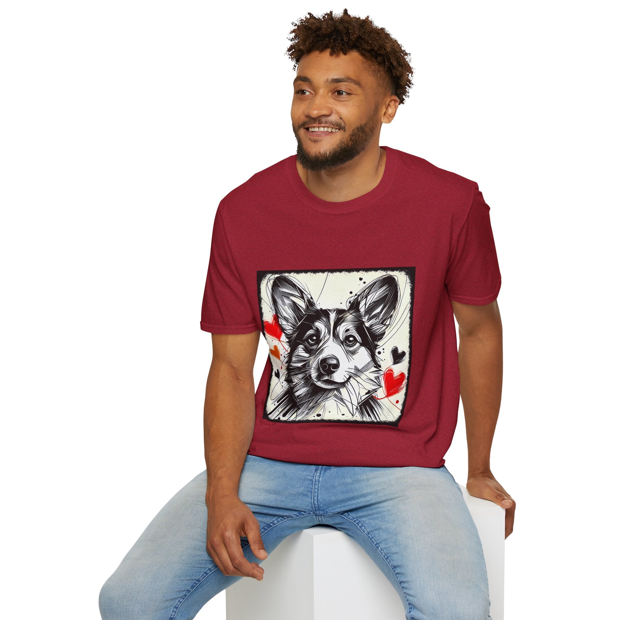 Pembroke Welsh Corgi Bold Heart Sketch | Unisex Dog T-Shirt