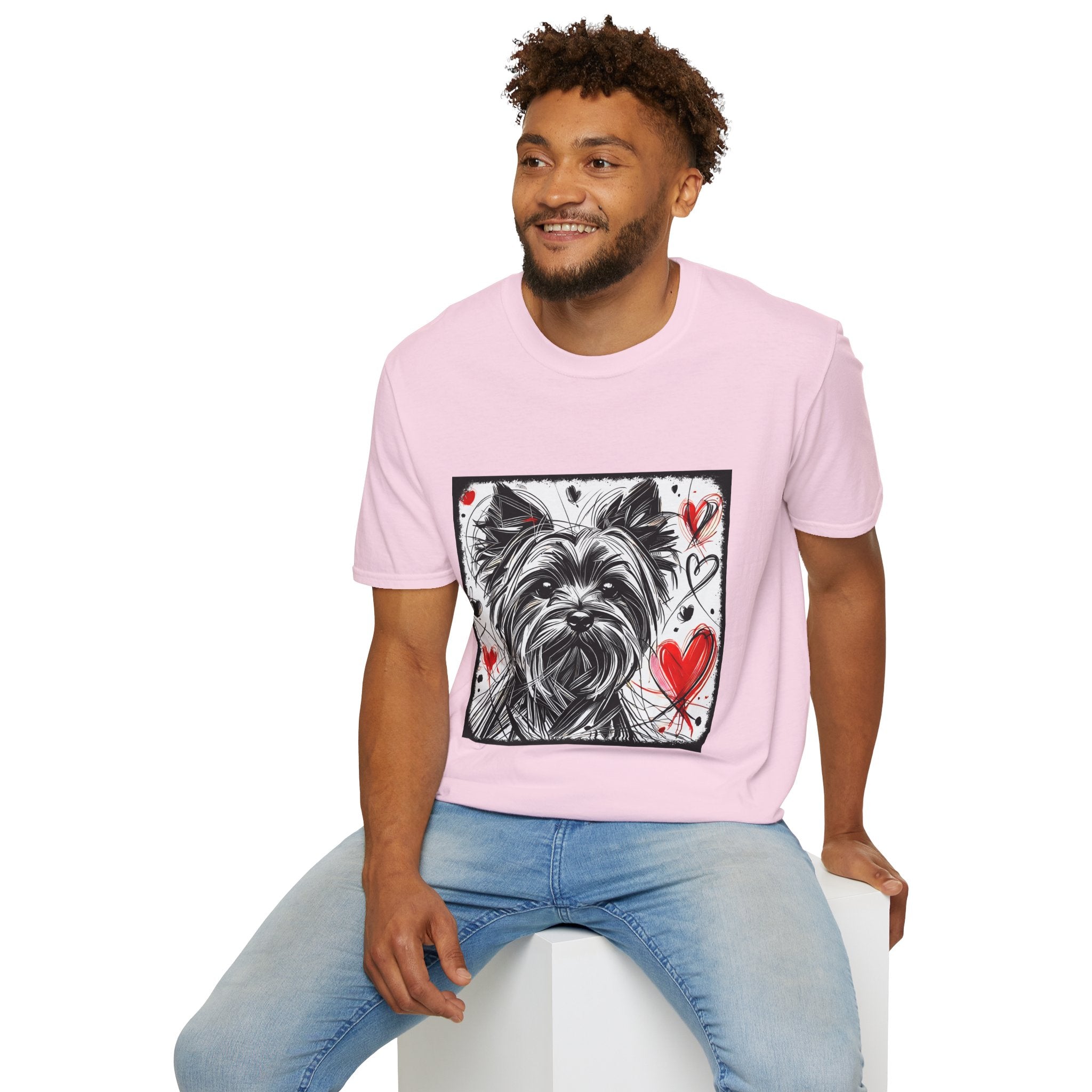Yorkshire Terrier Bold Heart Sketch | Unisex Dog T-Shirt