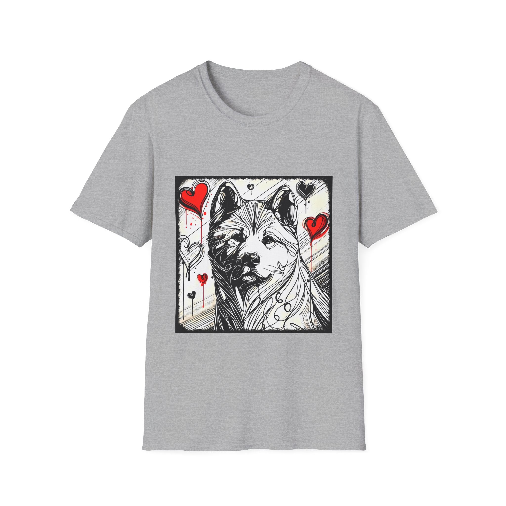 Akita Bold Heart Sketch | Unisex Dog T-Shirt