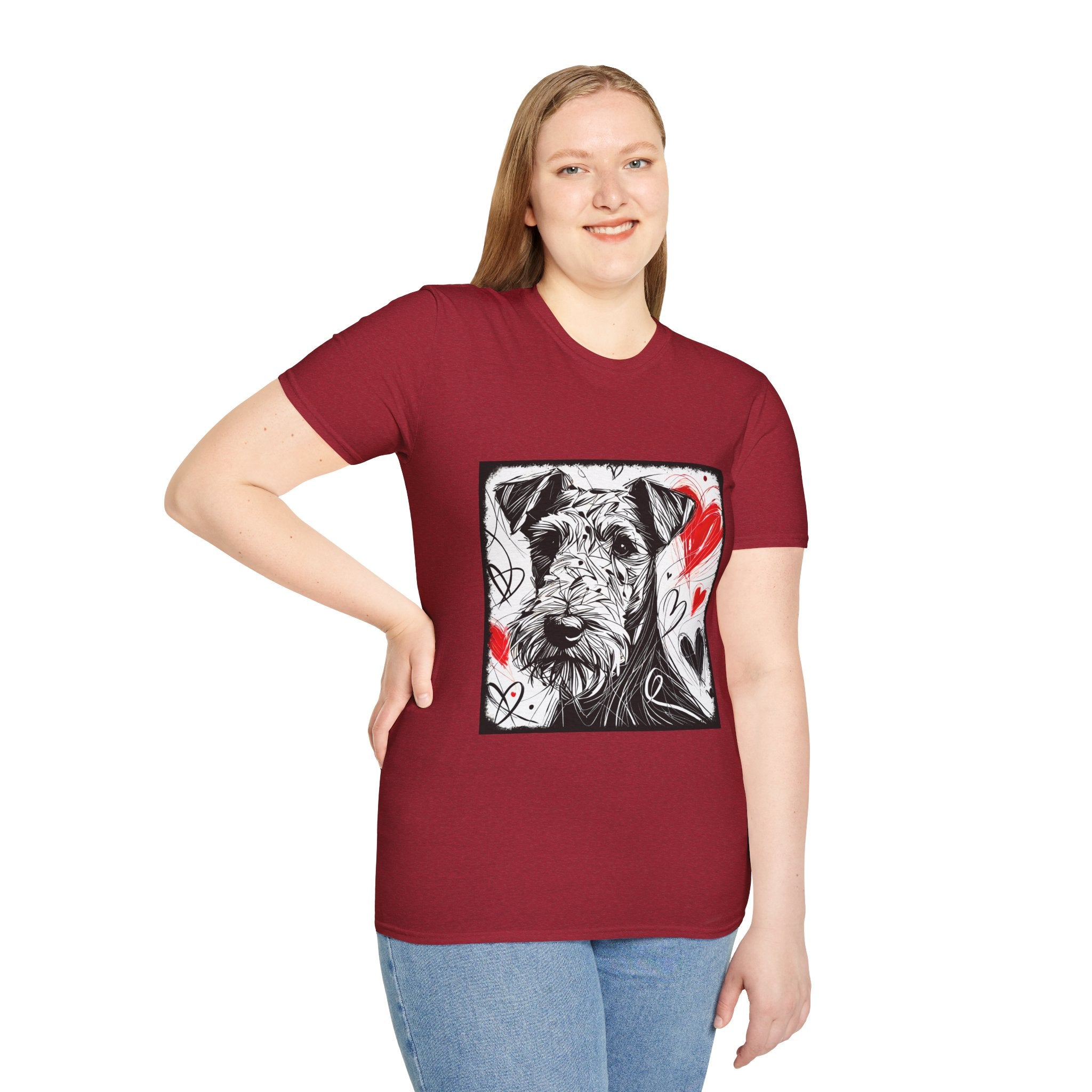 Airedale Terrier Bold Heart Sketch | Unisex Dog T-Shirt