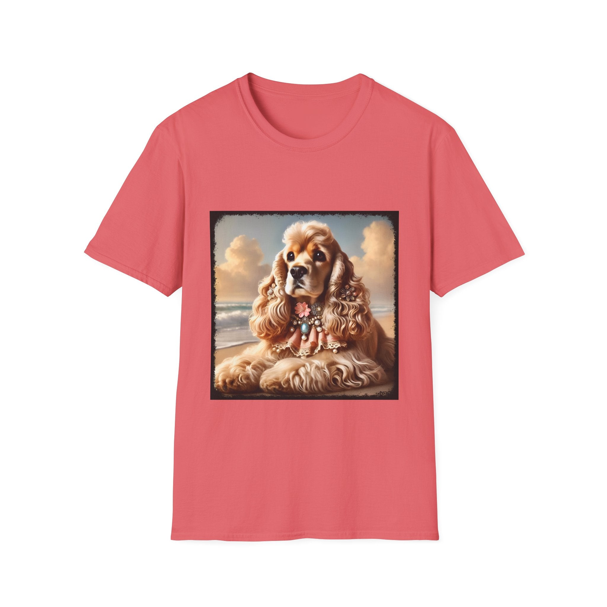 Cocker Spaniel Beach Belle Print on Soft Cotton Tee