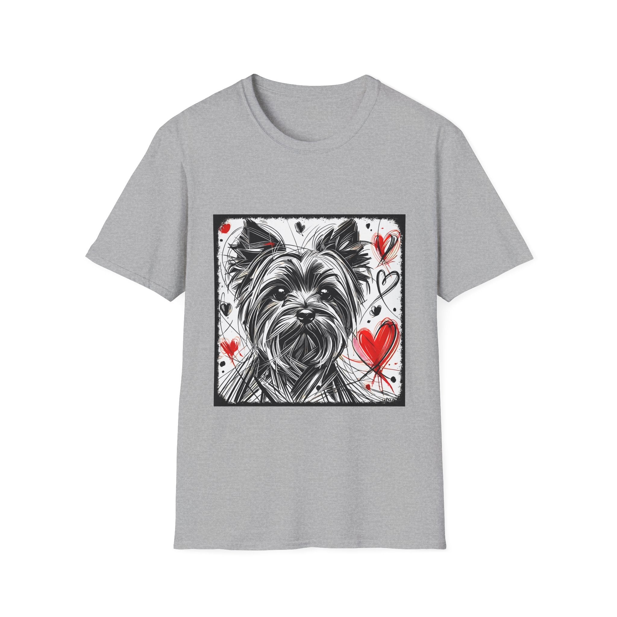 Yorkshire Terrier Bold Heart Sketch | Unisex Dog T-Shirt