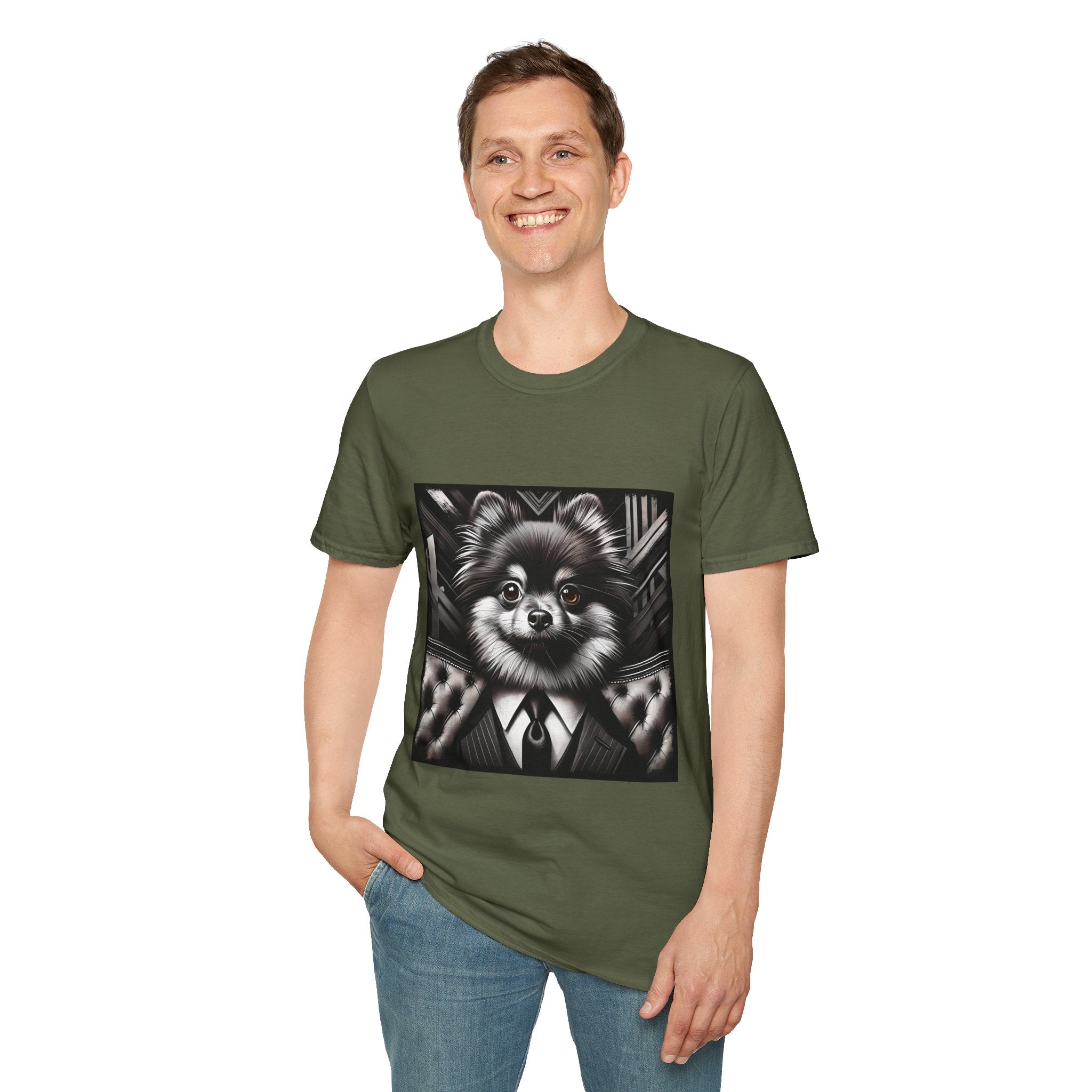 Pomeranian B&W Bold Eyes | Unisex Dog T-Shirt