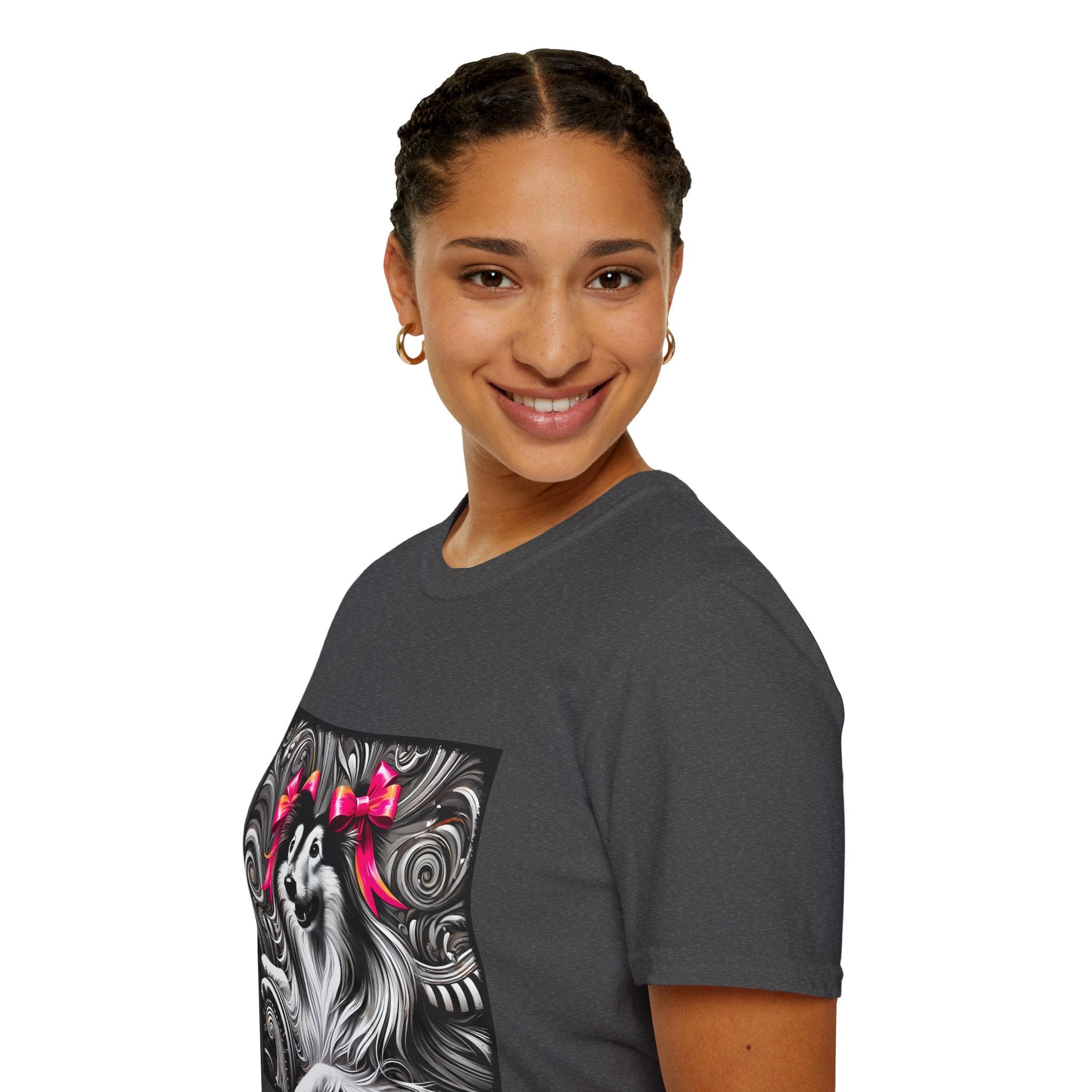 Collie B&W Pink Bow | Unisex Dog T-Shirt