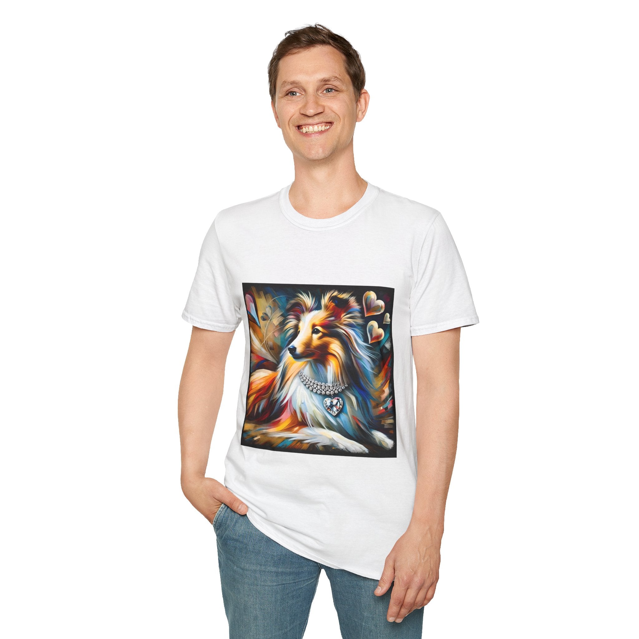 Shetland Sheepdog Diamond Heart Swirl | Unisex Dog T-Shirt