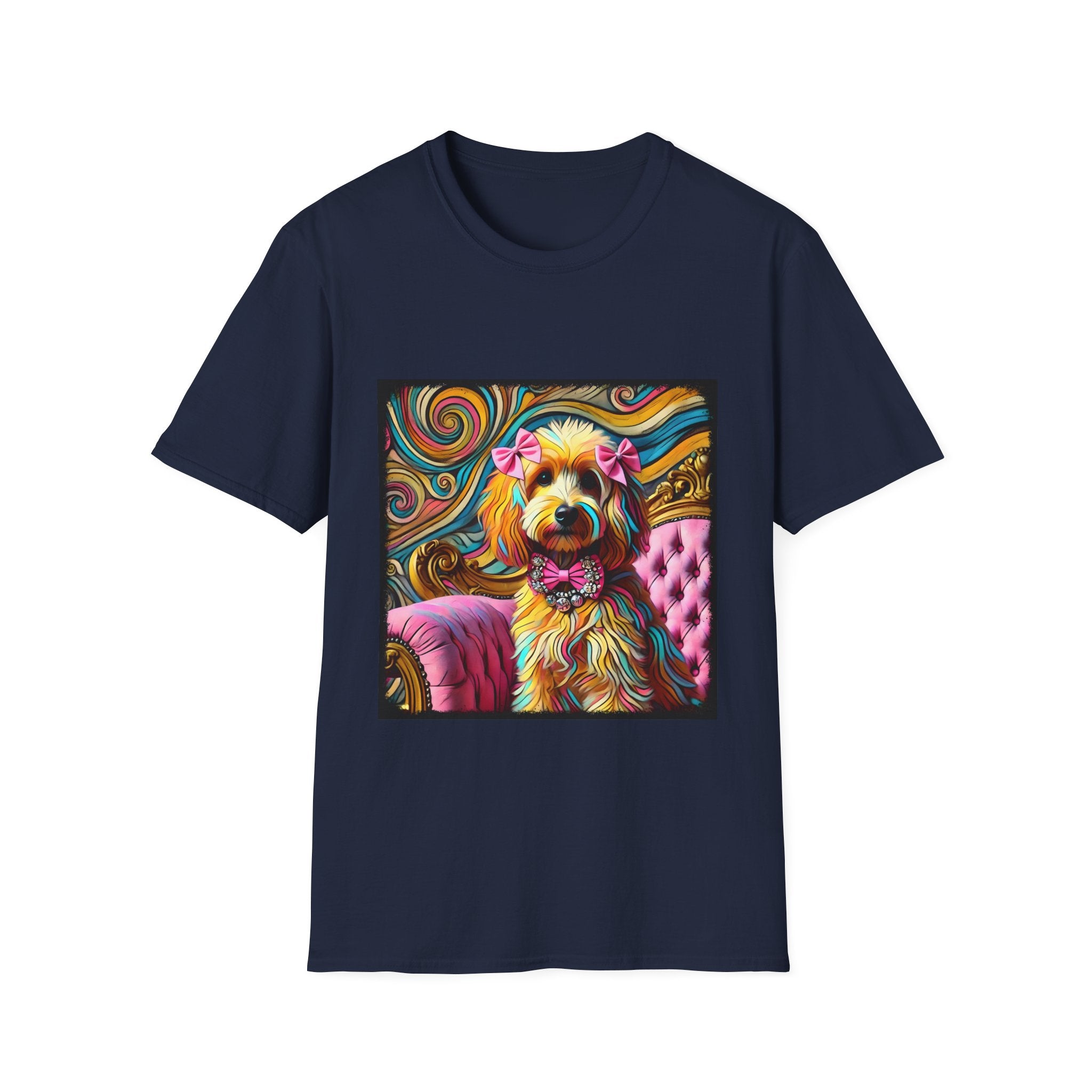 Goldendoodle Pink Diamond Bow Swirl  | Unisex Dog T-Shirt