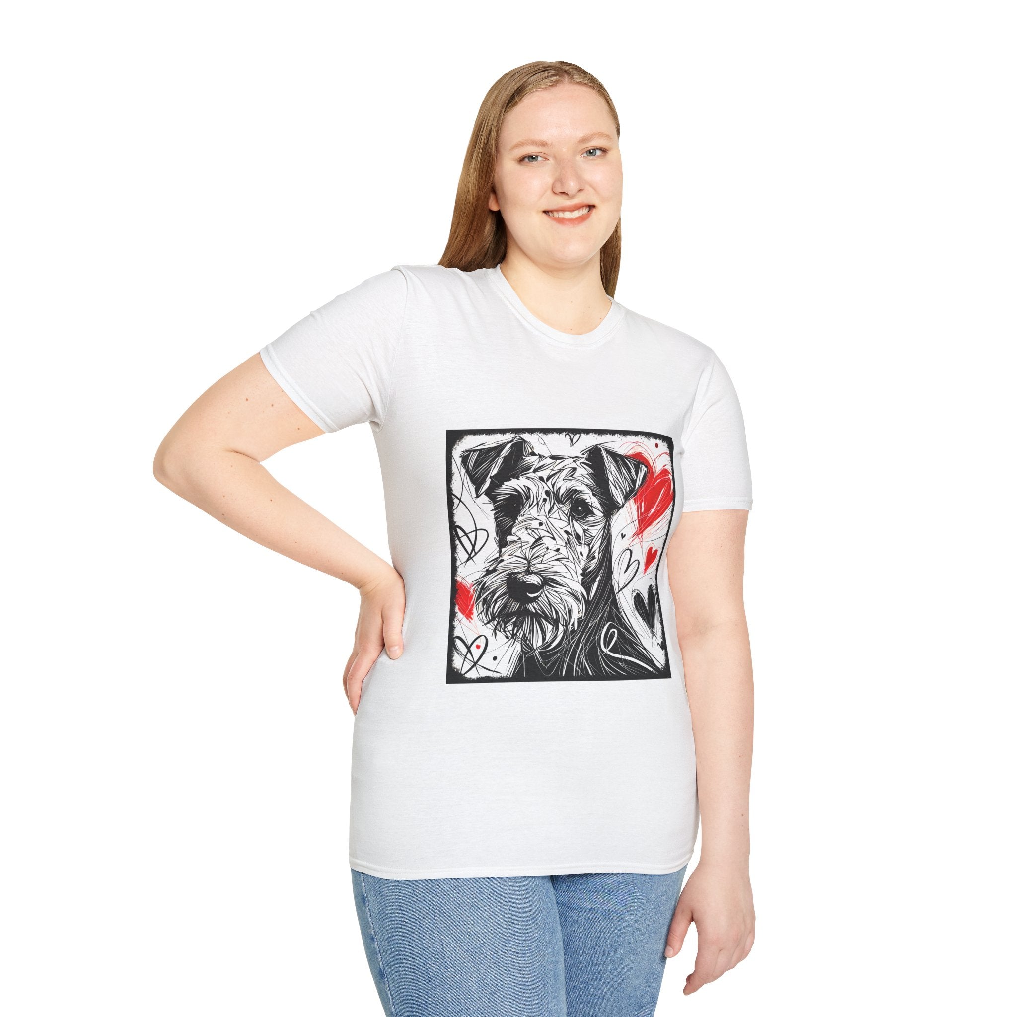 Airedale Terrier Bold Heart Sketch | Unisex Dog T-Shirt