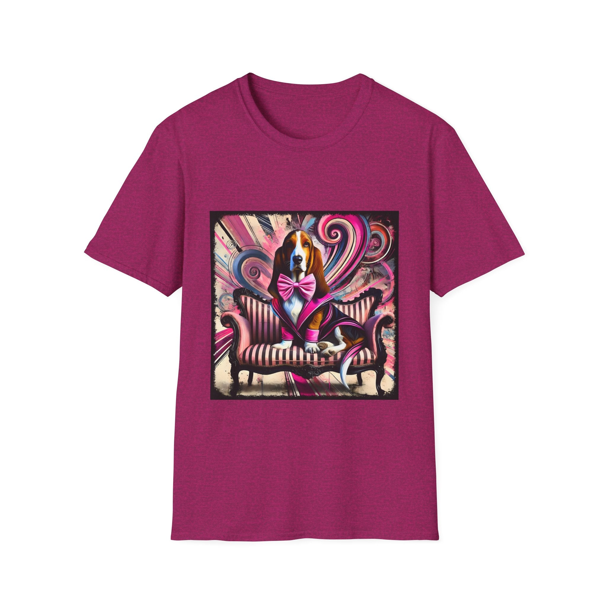 Basset Hound Pink Swirl Bold | Unisex Dog T-Shirt