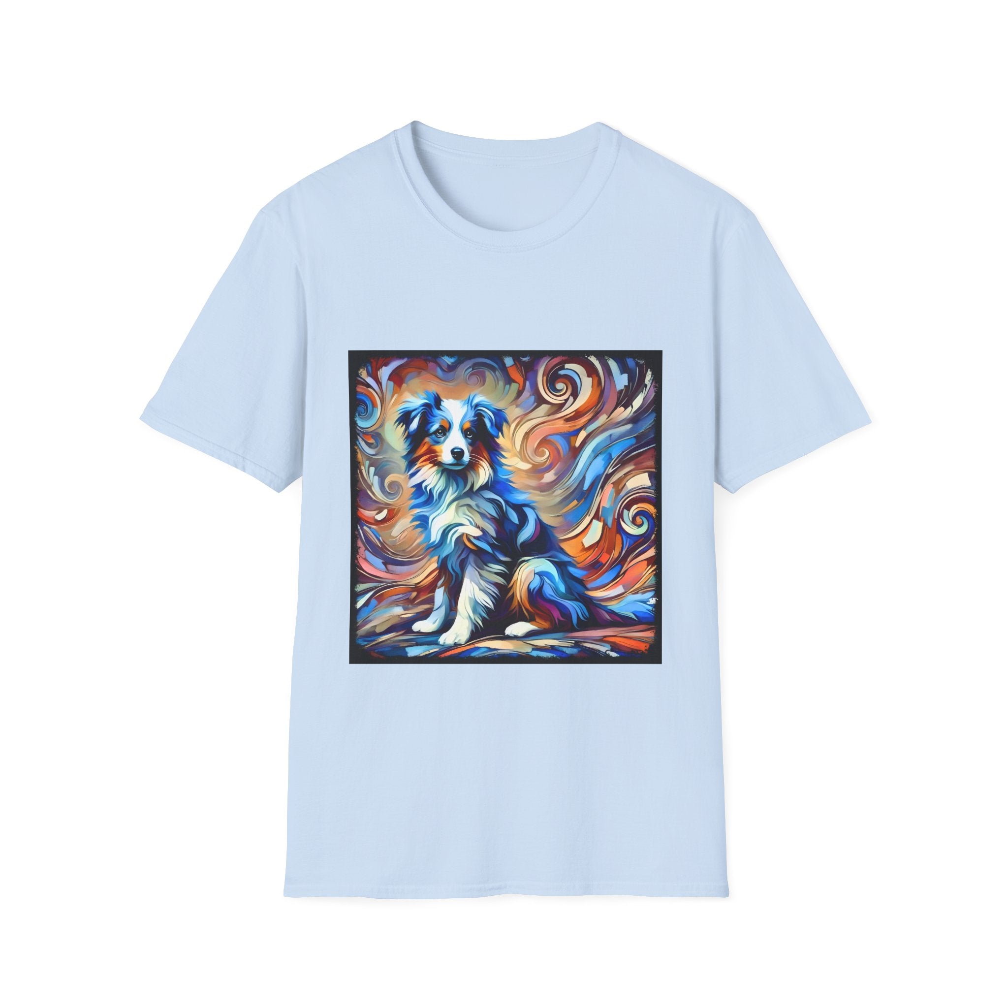 Miniature American Shepherd Blue Merle Swirl | Unisex Softstyle T-Shirt