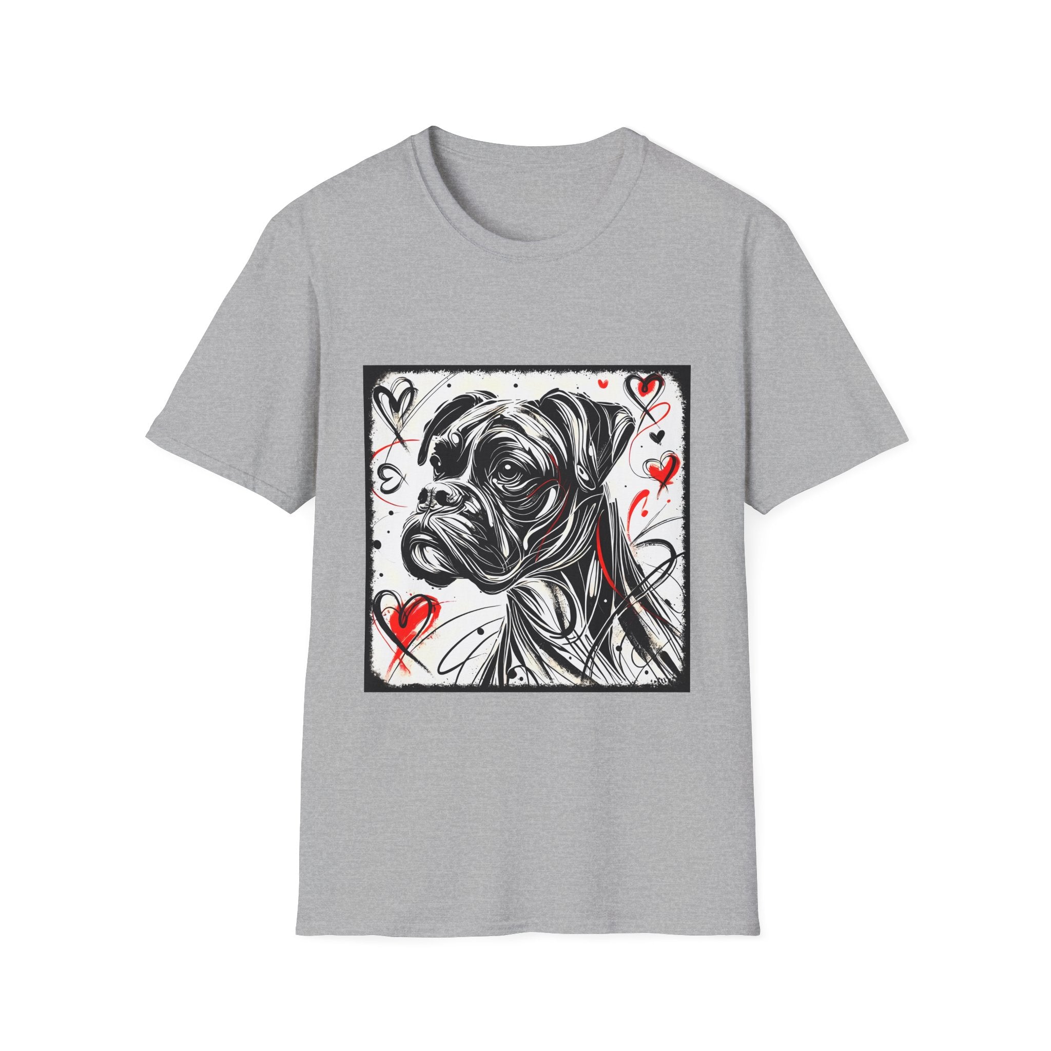 Boxer Bold Heart Sketch | Unisex Dog T-Shirt