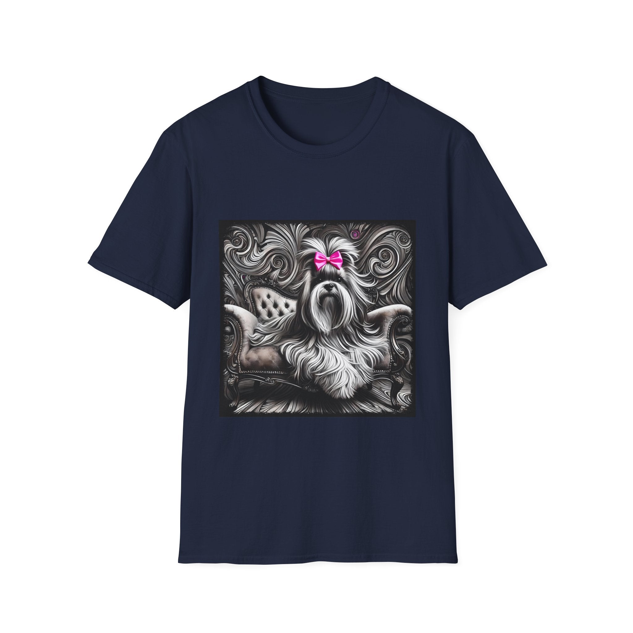 Lhasa Apso B&W Pink Bow | Unisex Dog T-Shirt