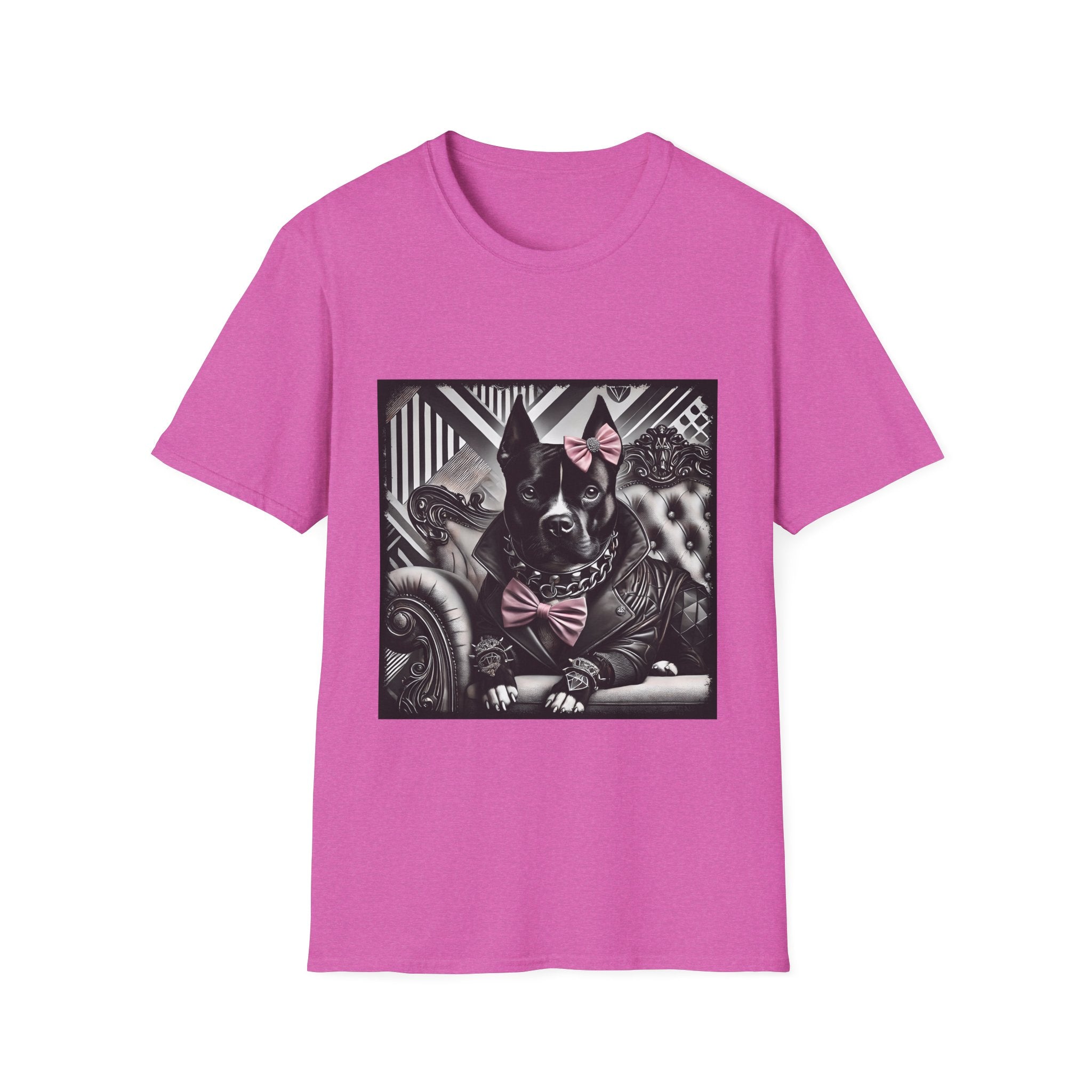 American Pit Bull Terrier B&W Pink Bow Rocker | Unisex Dog T-Shirt