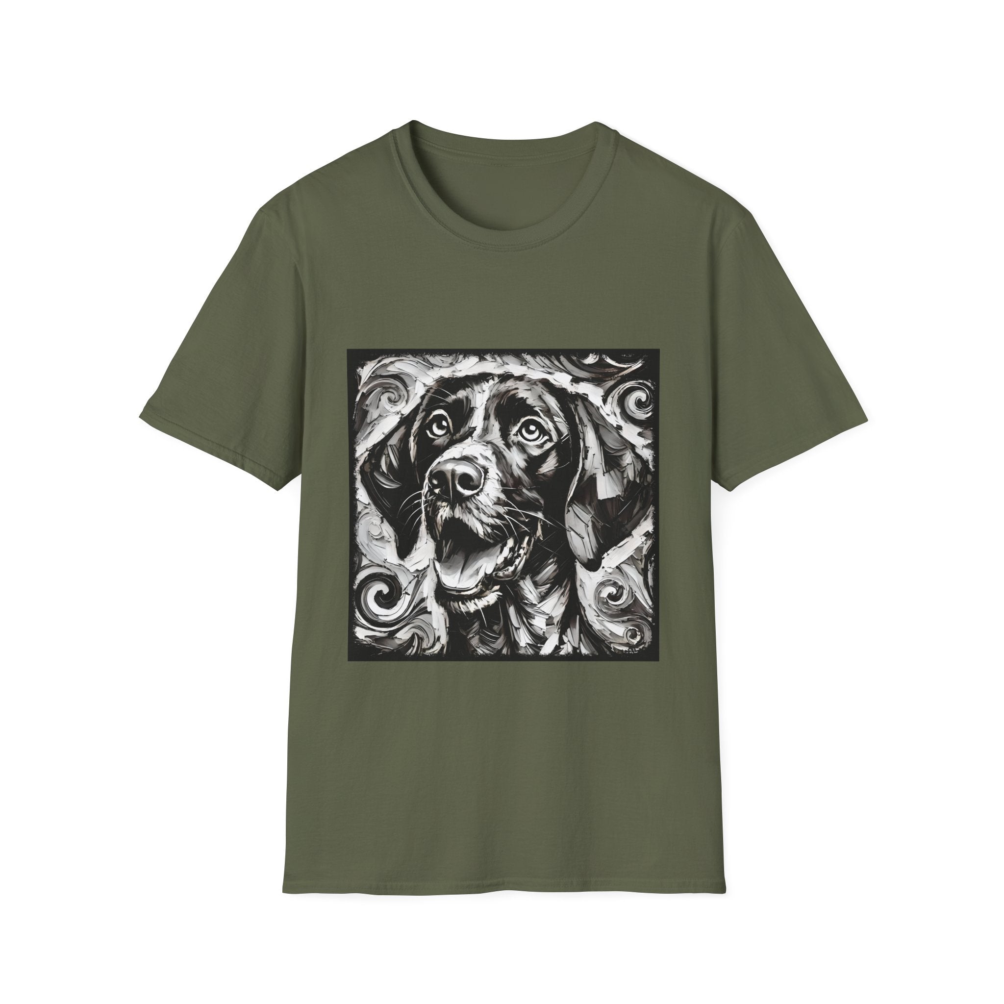 German Shorthaired Pointer B&W Happy Swirl | Unisex Dog T-Shirt
