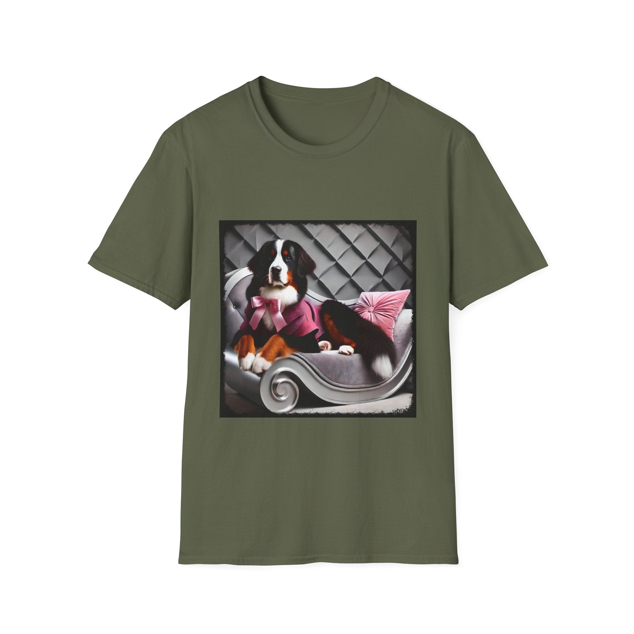 Bernese Mountain Dog Pink Chic | Unisex Dog T-Shirt
